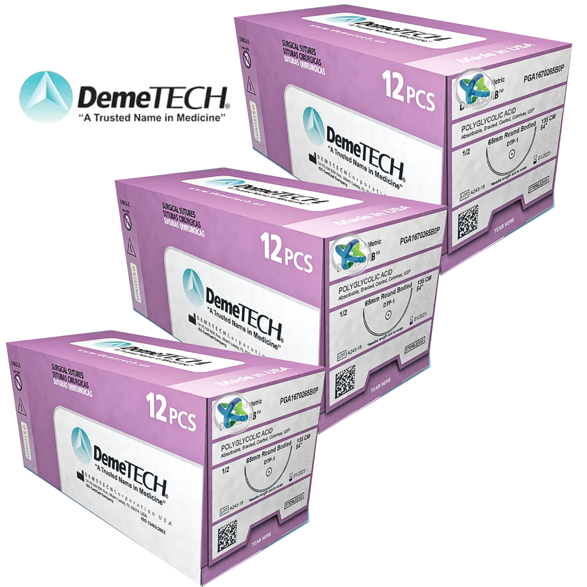 Hilo APG "Vicryl" Aguja 26 mm Ahusada Circulo 1/2 75 cm. Caja/12 Sobres.