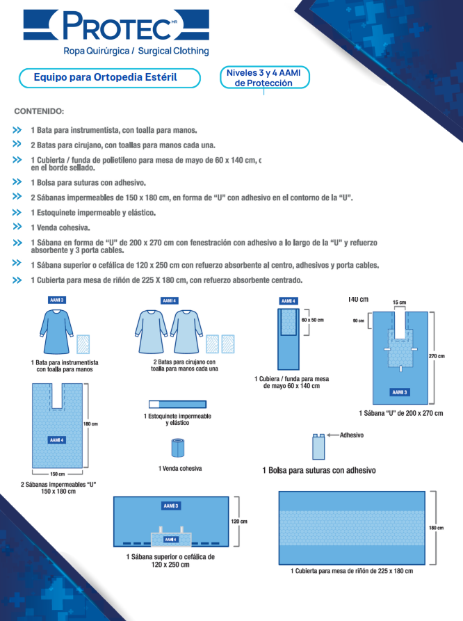 Equipo para Ortopedia estéril Protec® Premium. Paquete.