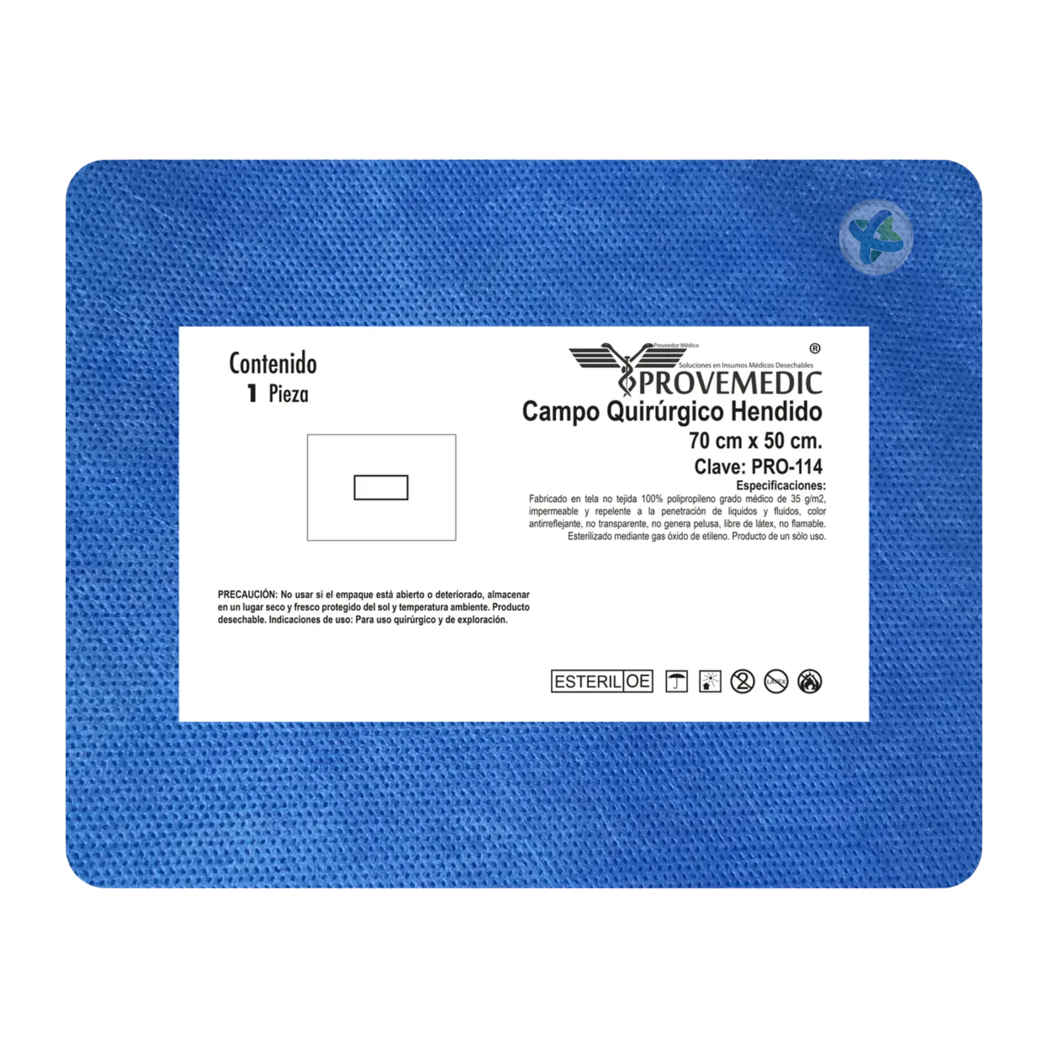 Campo Quirúrgico Hendido Estéril 70x50 cm. Pieza.