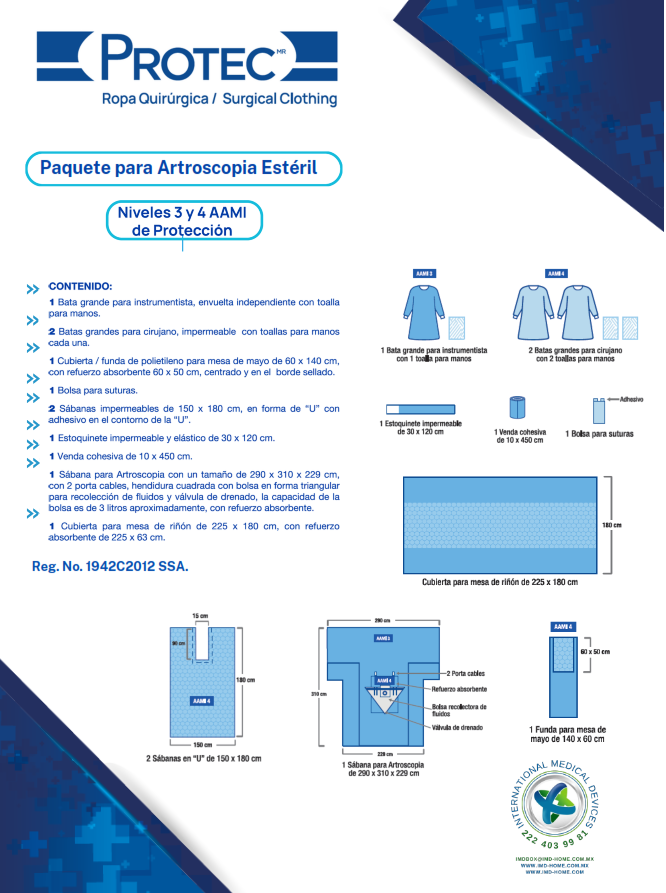 Equipo para Artroscopia Protec® Premium. Paquete.