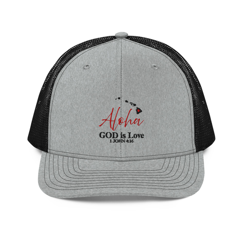 Aloha GOD Is Love Grey/Black Trucker Hat