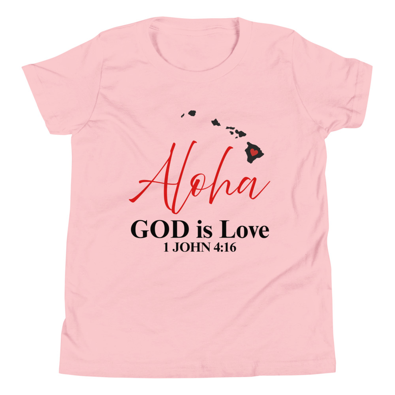 Aloha God is Love Blk Print Youth T-shirt