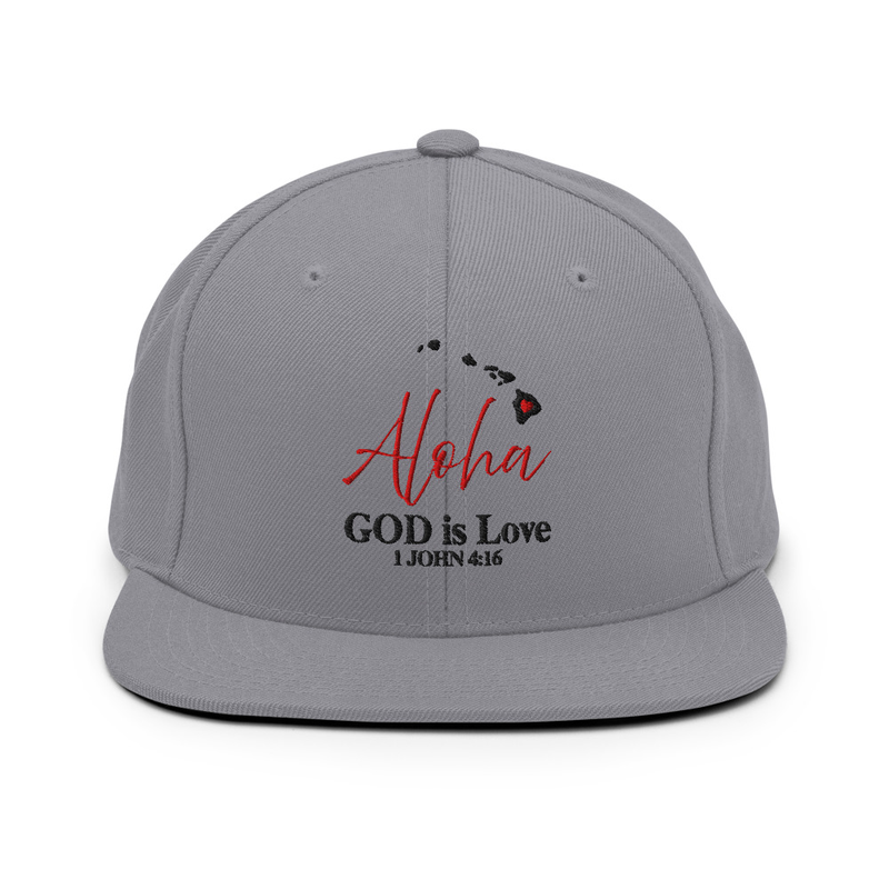 Aloha GOD is Love Grey Snapback Hat