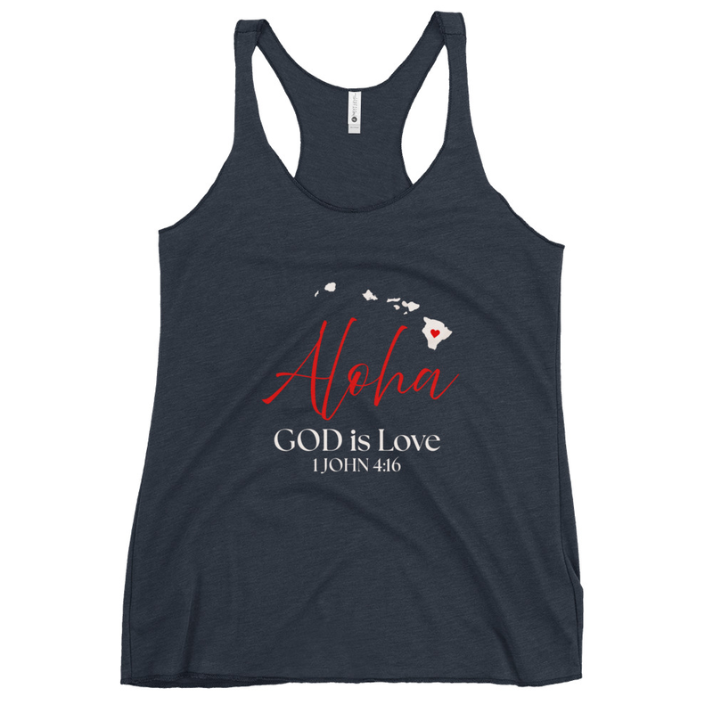 Aloha GOD is Love Wht Print Women's Racerback Tank