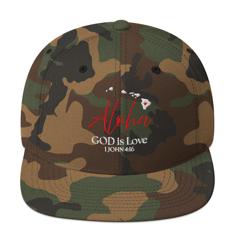 Aloha GOD Is Love Camo Snapback Hat