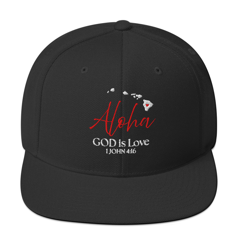 Aloha God is Love Black Snapback Hat