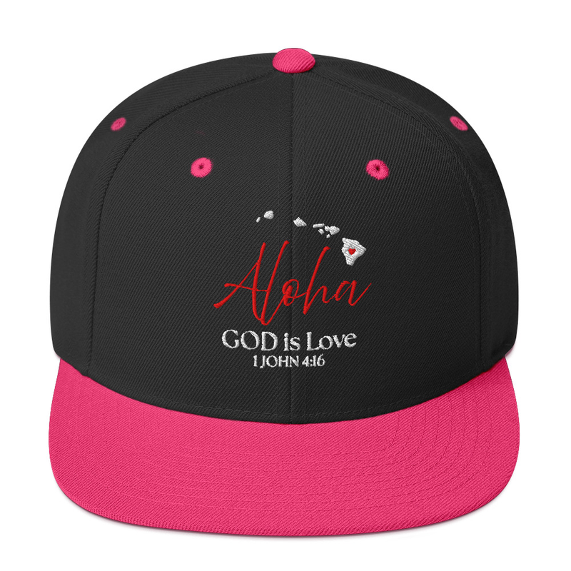 Aloha GOD Is Love Black/Hot Pink Snapback Hat