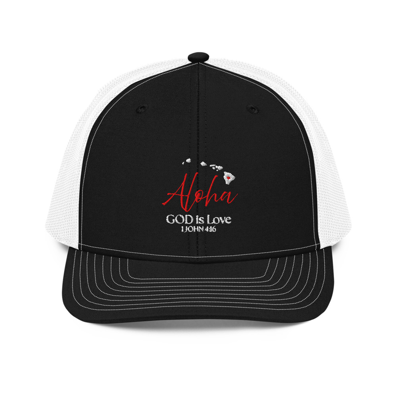 Aloha God is Love Black/White Trucker Hat