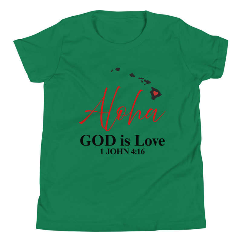 Aloha God is Love Blk Print Youth T-shirt