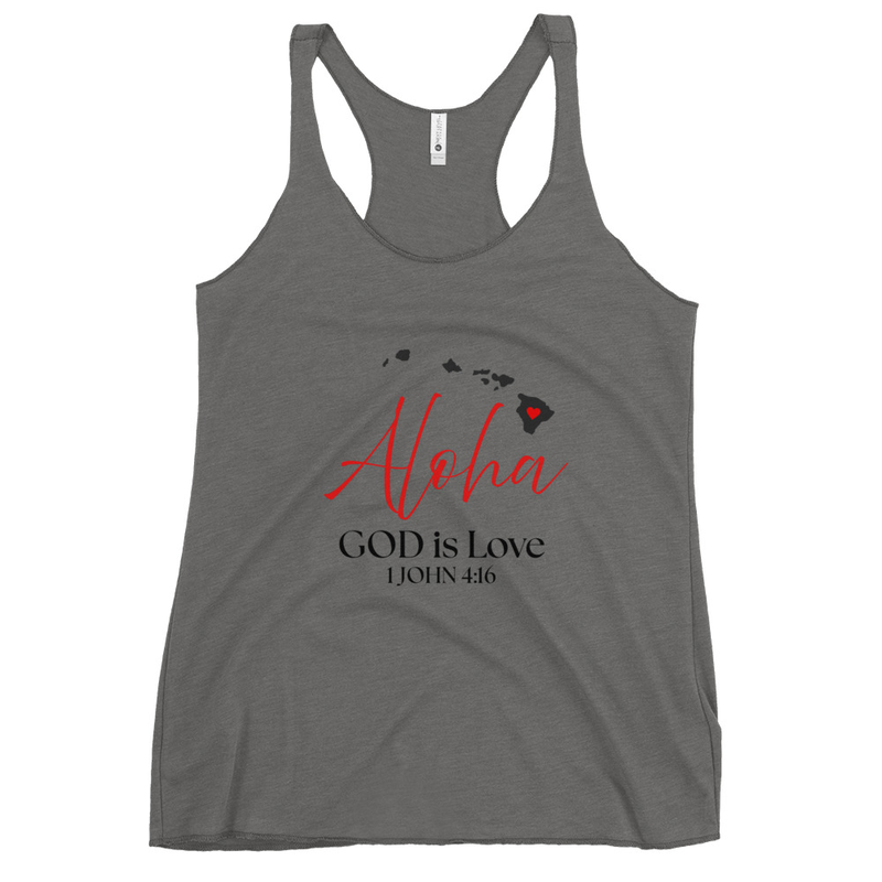 Aloha GOD is Love Blk Print Women's Racerback Tank Top