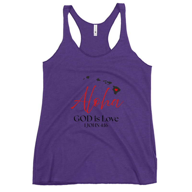 Aloha GOD is Love Blk Print Women's Racerback Tank Top