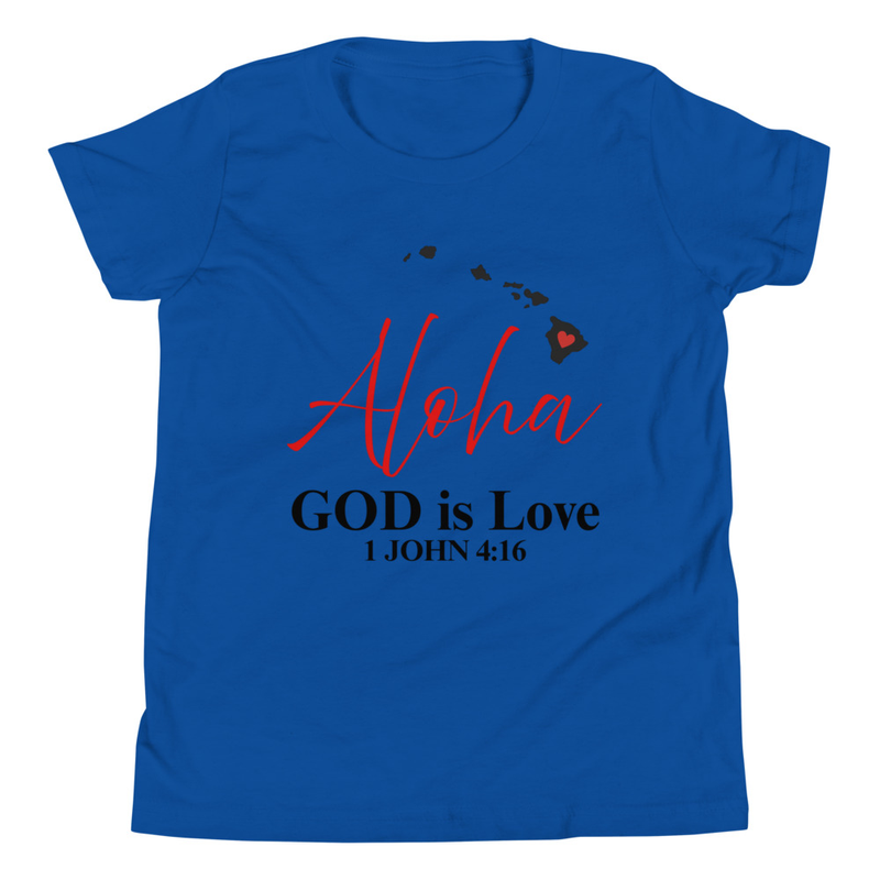 Aloha God is Love Blk Print Youth T-shirt
