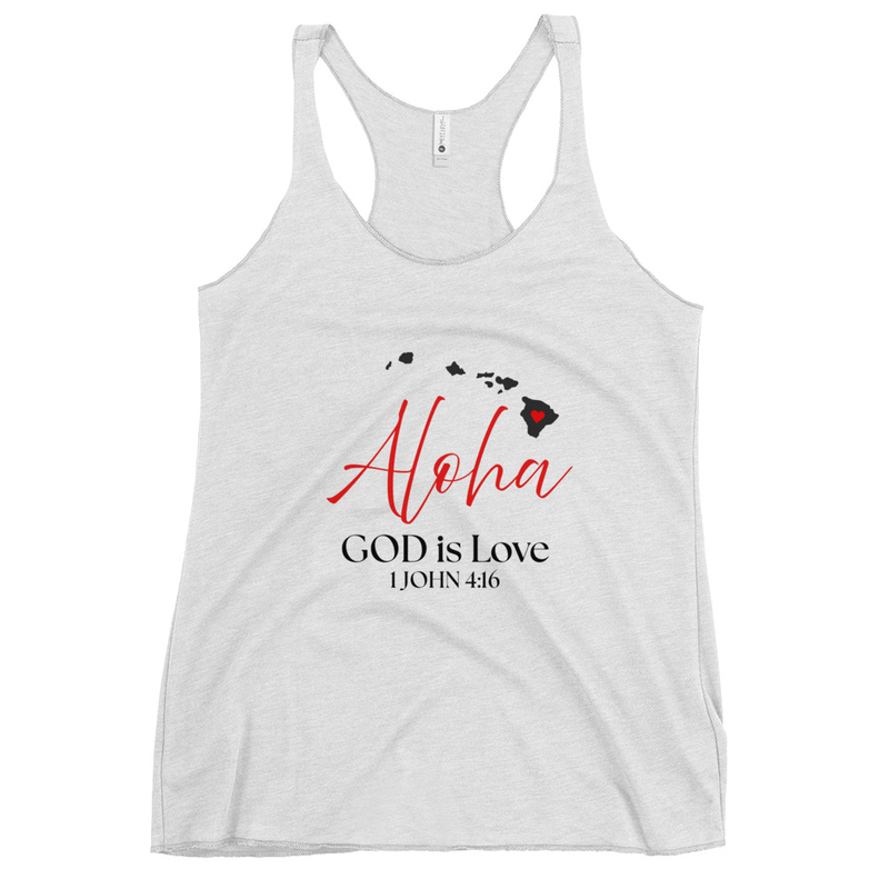 Aloha GOD is Love Blk Print Women's Racerback Tank Top