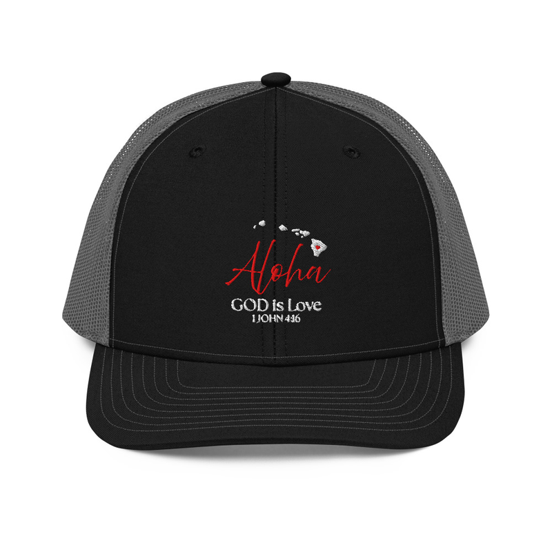 Aloha God is Love Black/Charcoal Grey Trucker Hat