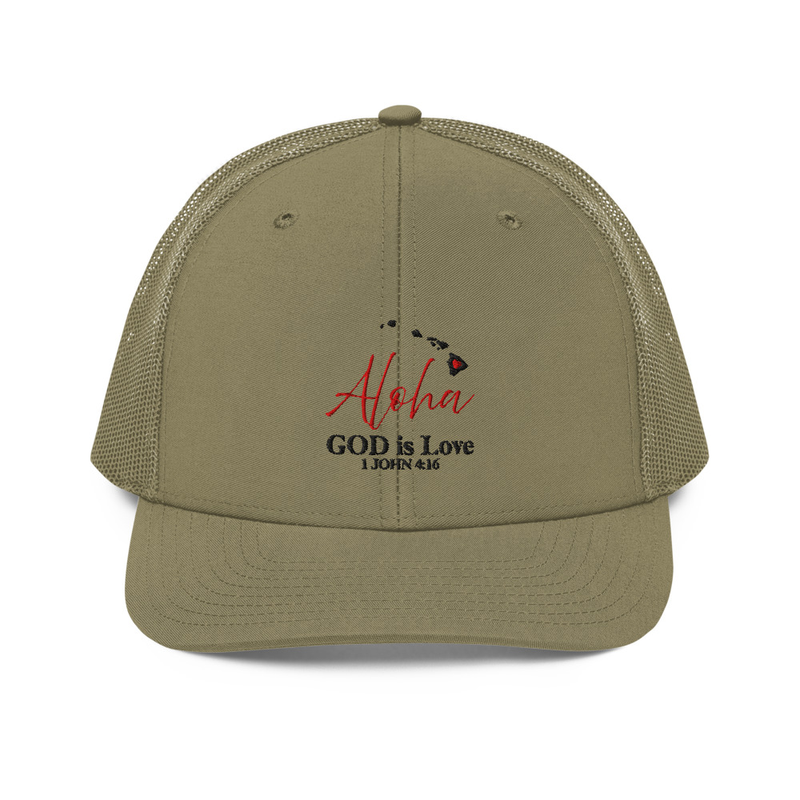 Aloha GOD Is Love Grayish-Green Trucker Hat