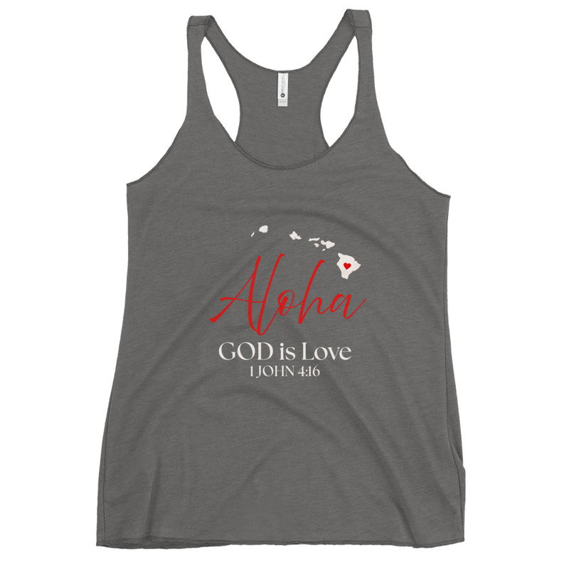 Aloha GOD is Love Wht Print Women's Racerback Tank