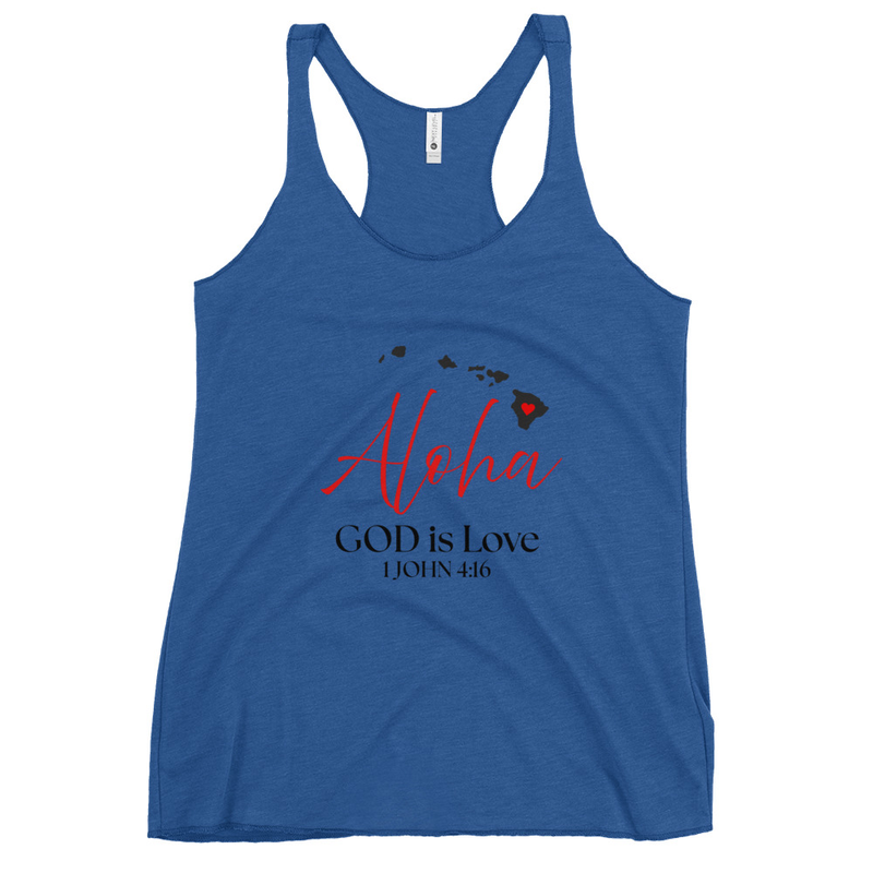 Aloha GOD is Love Blk Print Women's Racerback Tank Top