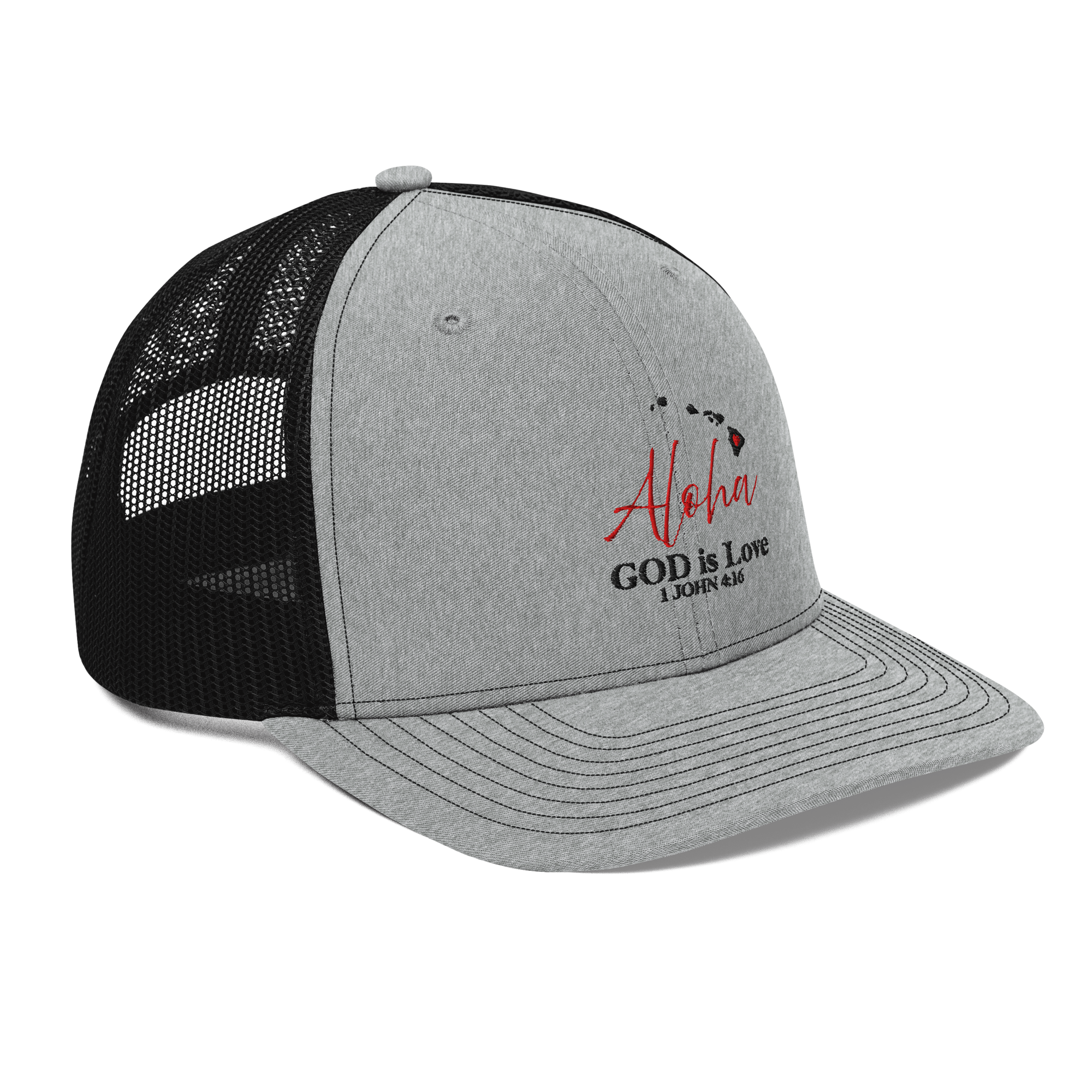Aloha GOD Is Love Grey/Black Trucker Hat