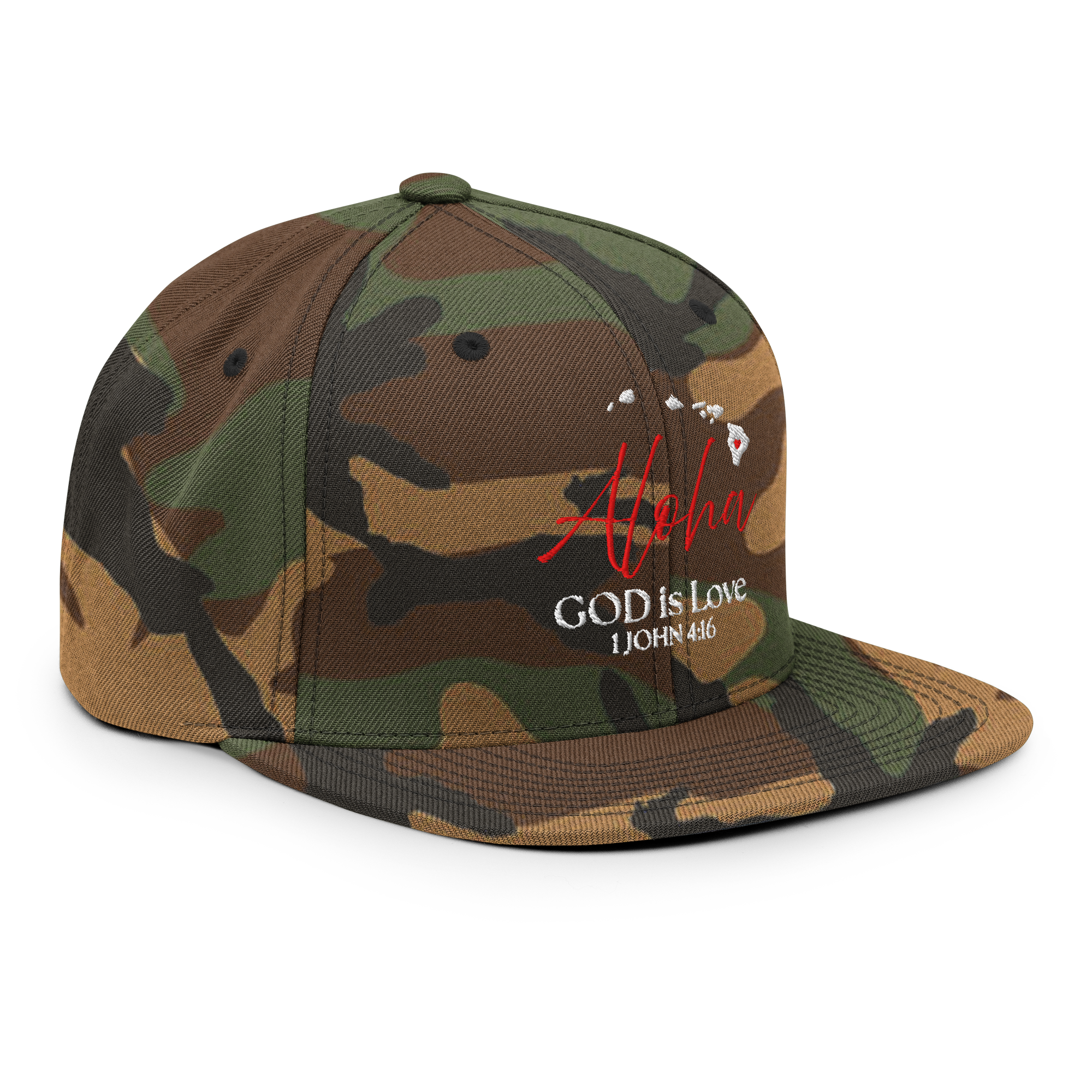 Aloha GOD Is Love Camo Snapback Hat