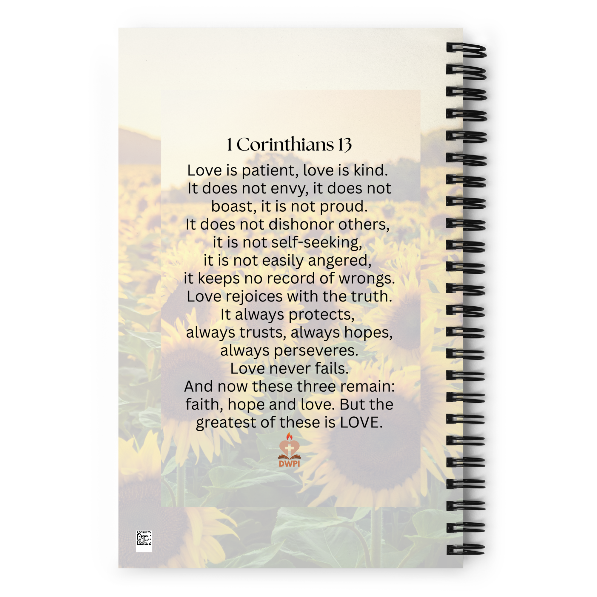 Sunflower 1 Corinthians 13 Spiral Notebook
