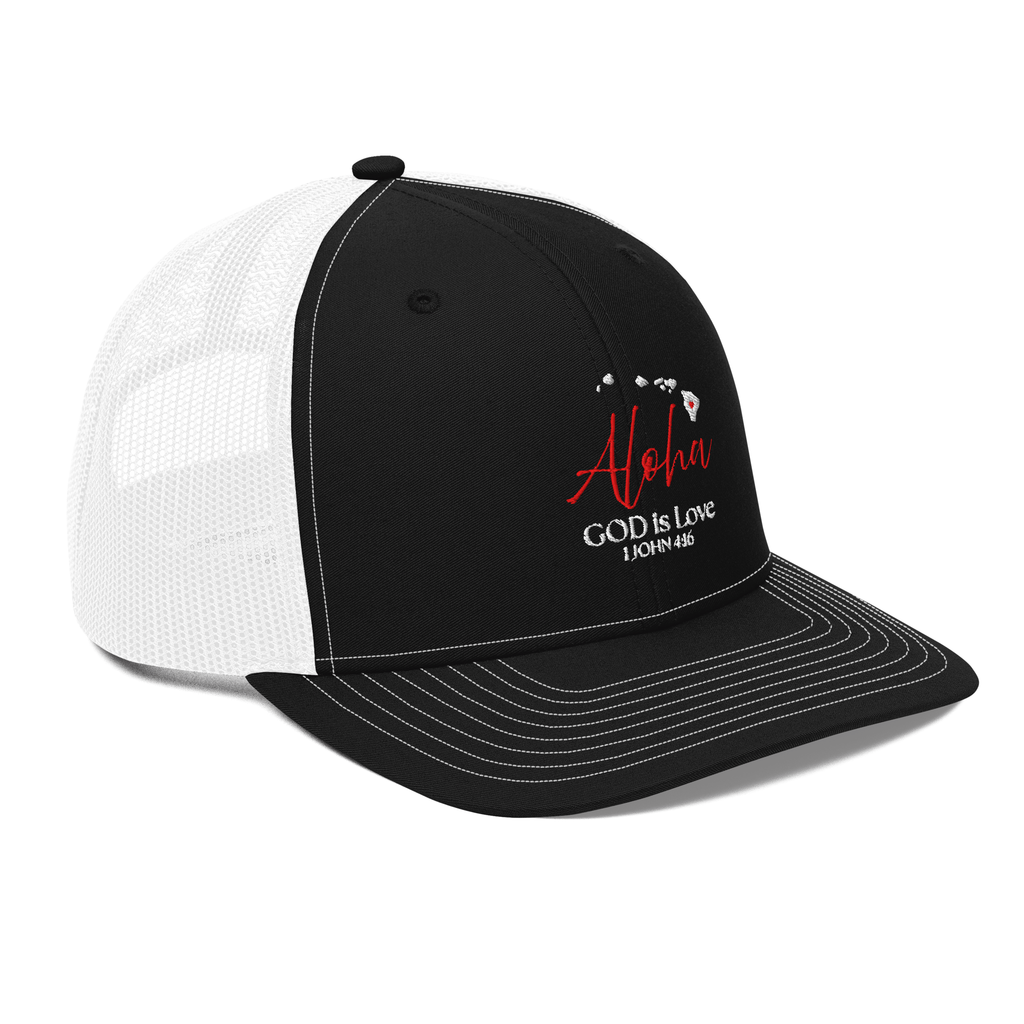 Aloha God is Love Black/White Trucker Hat