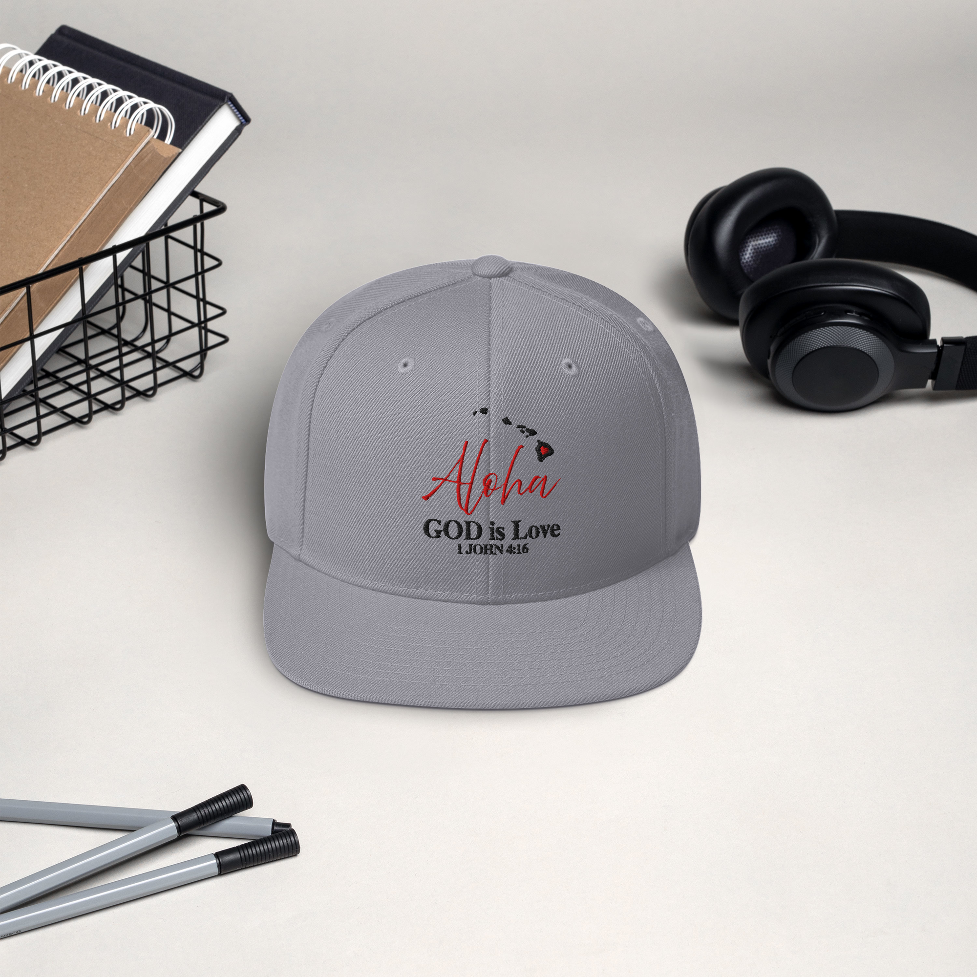 Aloha GOD is Love Grey Snapback Hat