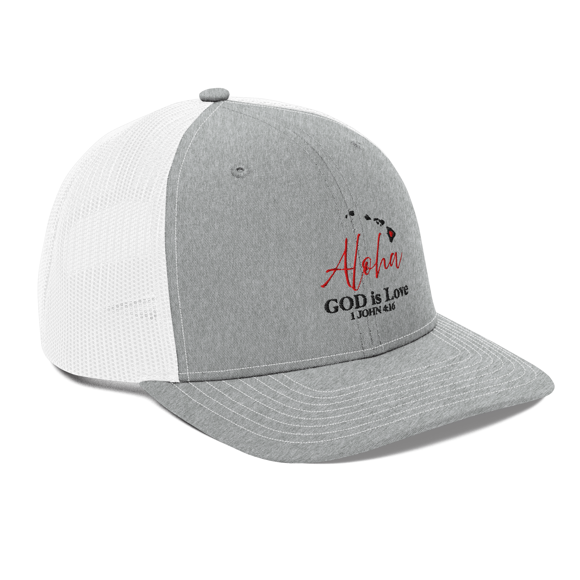 Aloha GOD Is Love Grey/White Trucker Hat