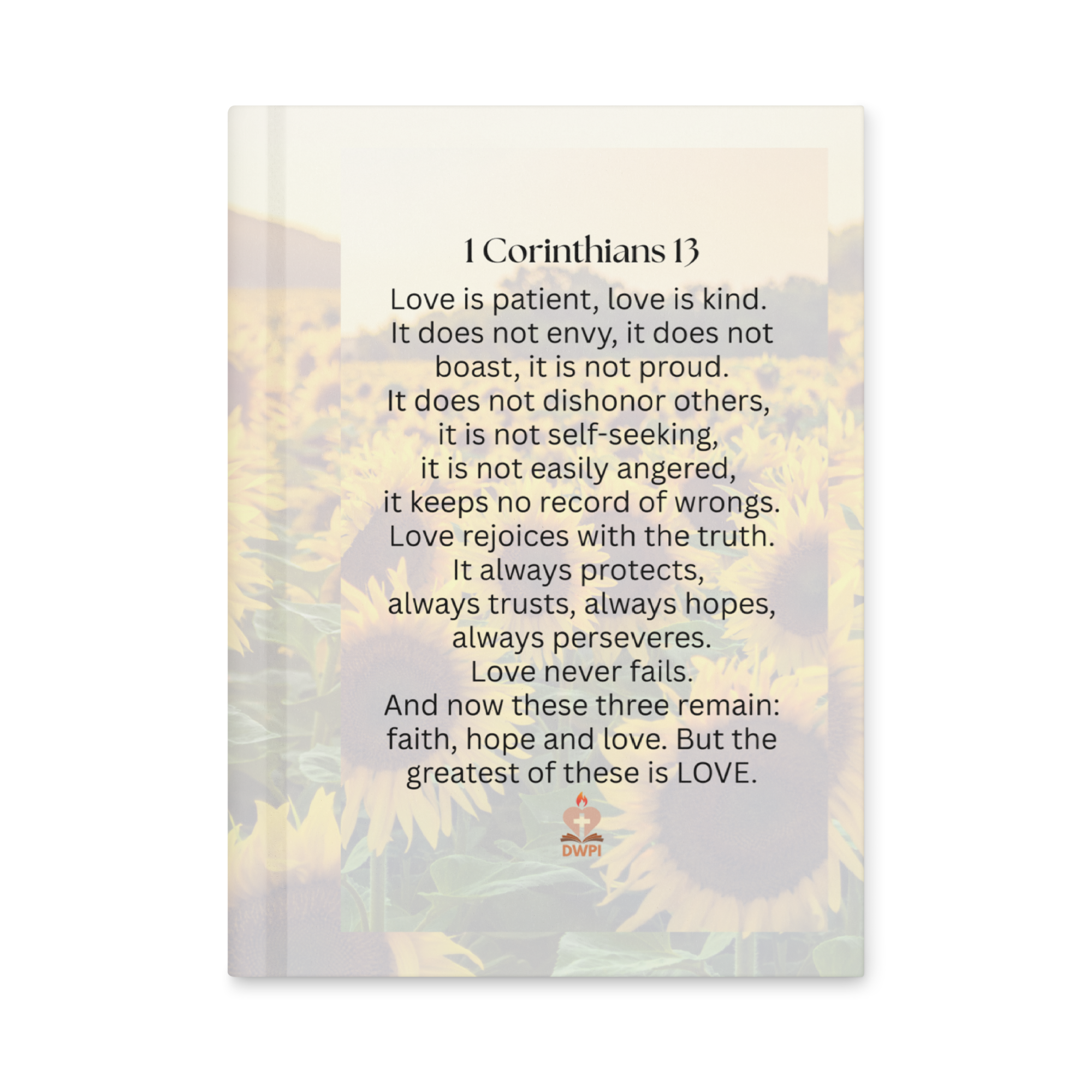 Sunflower 1 Corinthians 13 Hardcover Journal