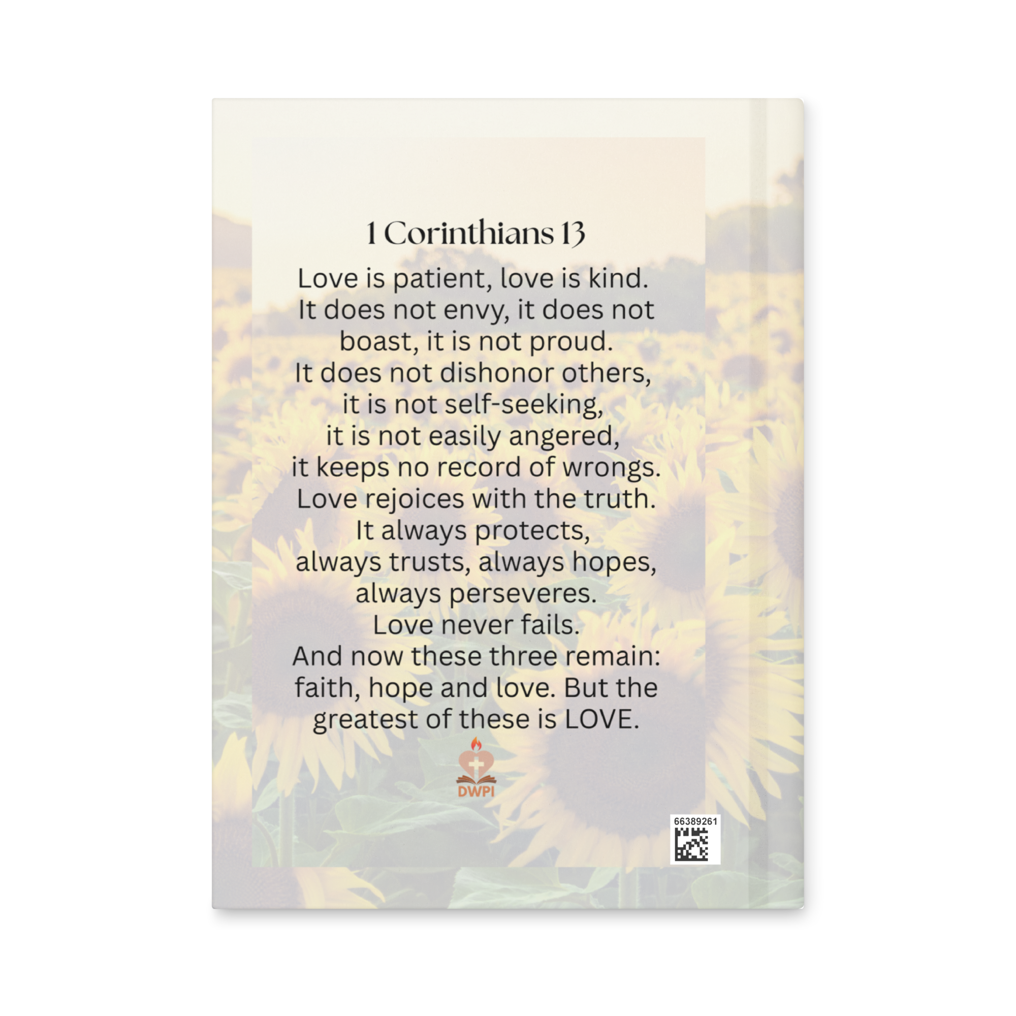 Sunflower 1 Corinthians 13 Hardcover Journal