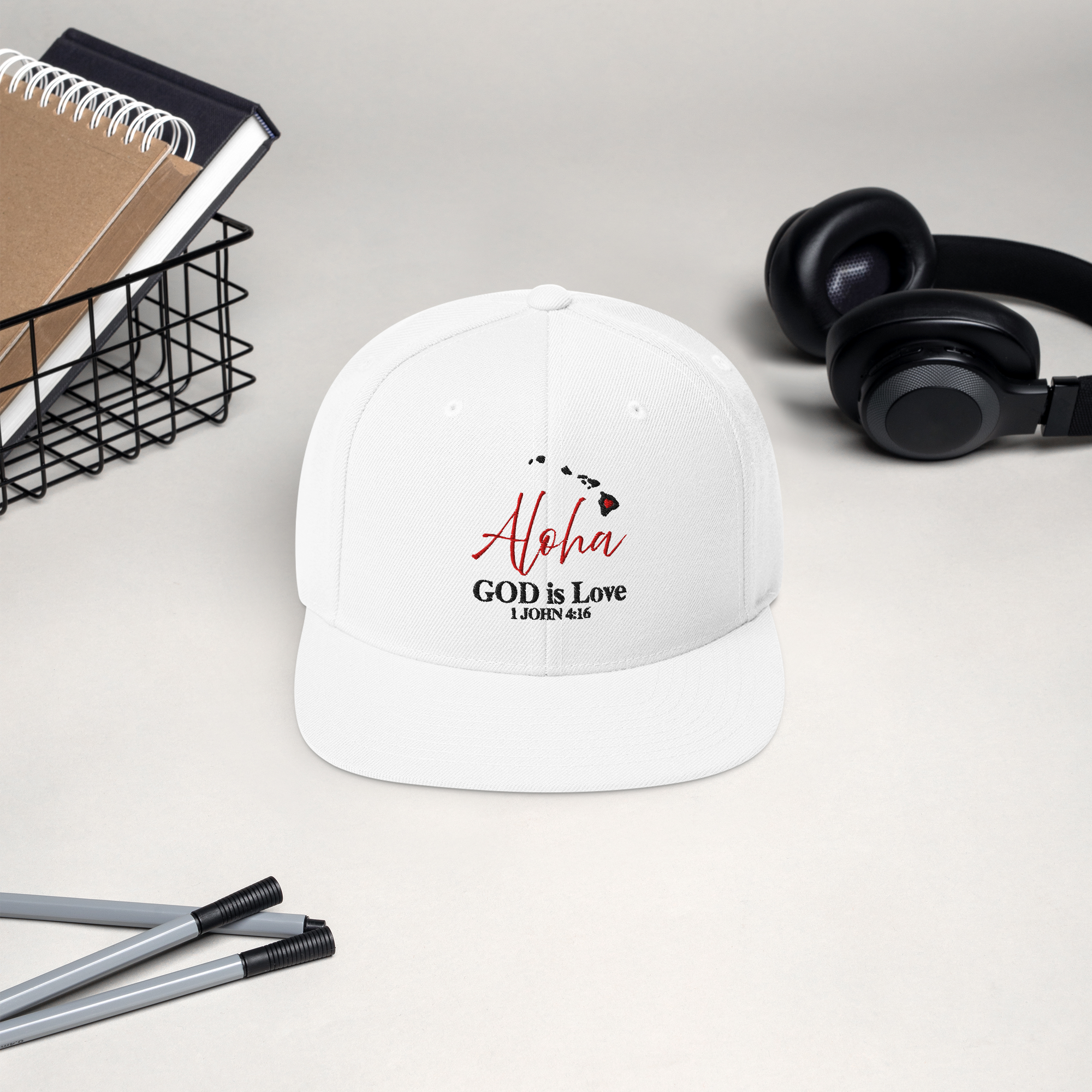 Aloha God is Love White Snapback Hat