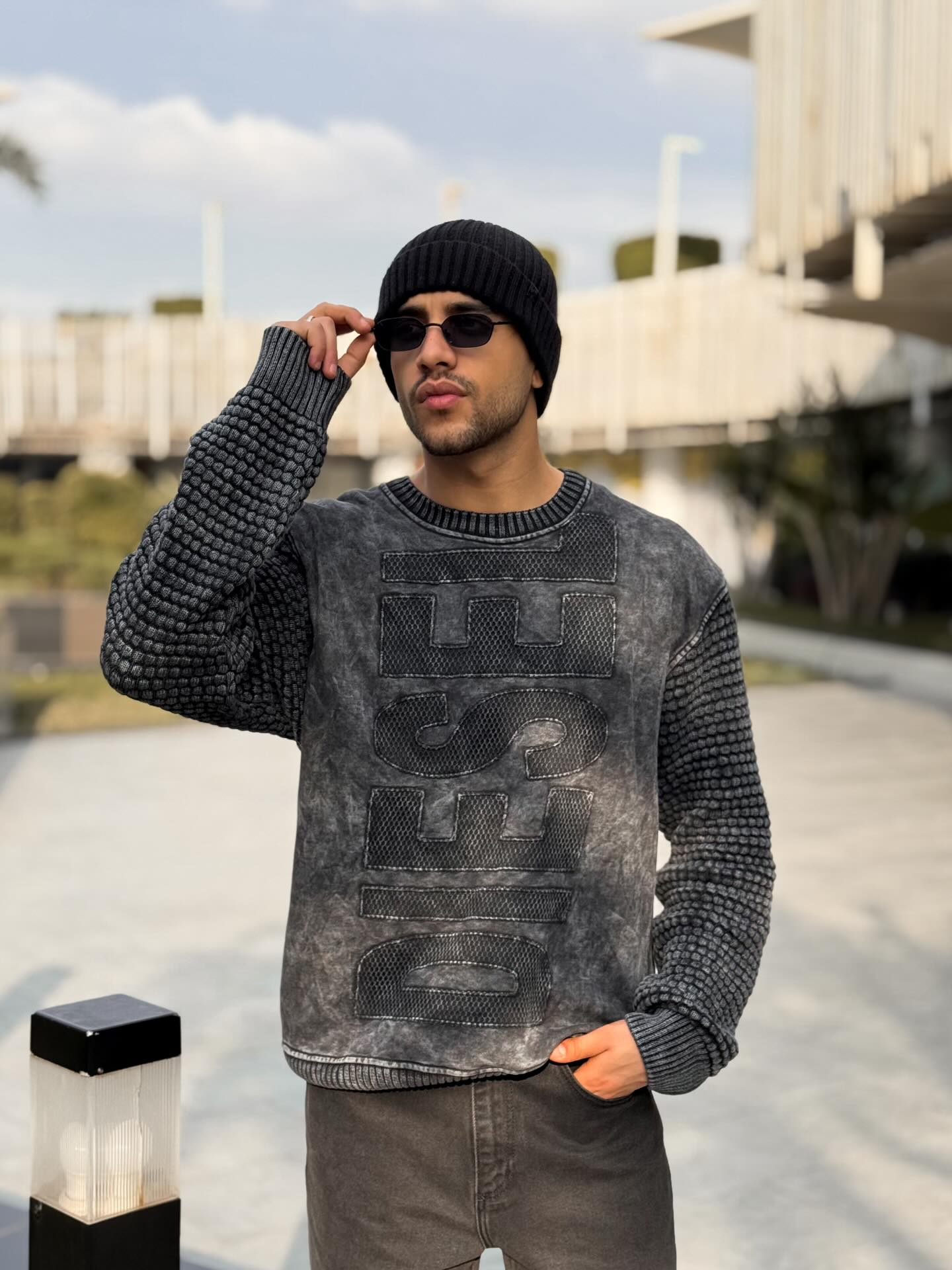 Textured Knit Sweatshirt