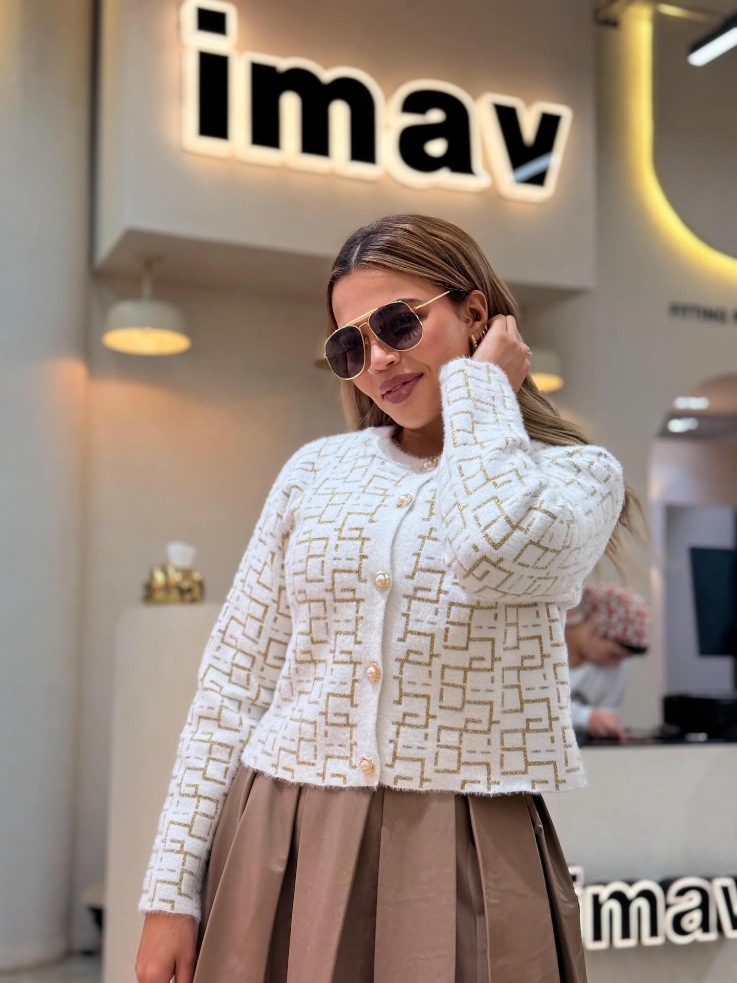 Geometric Pattern Knit Cardigan