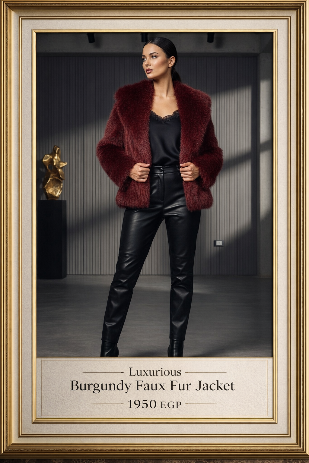 Burgundy Faux Fur Jacket