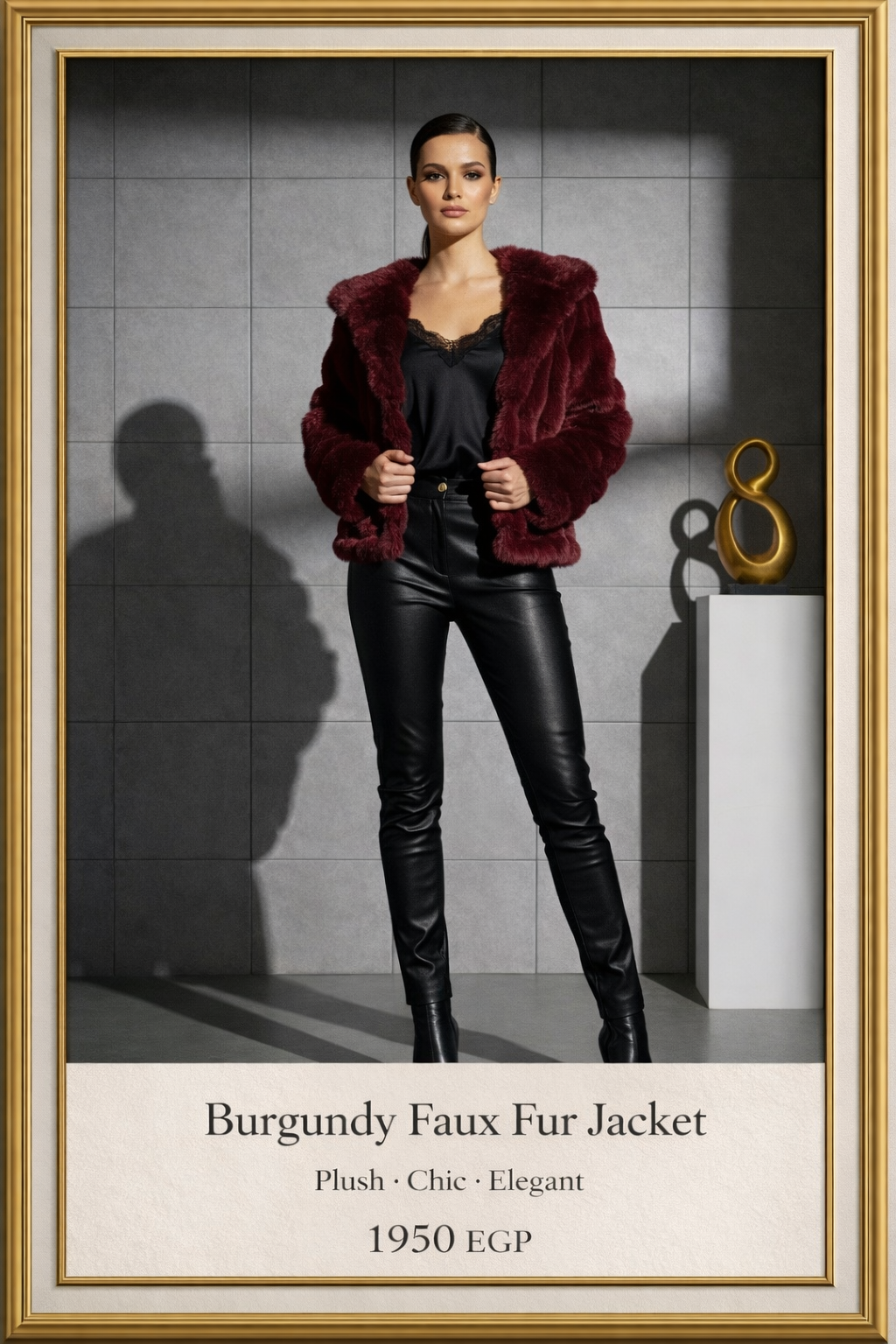 Burgundy Faux Fur Jacket