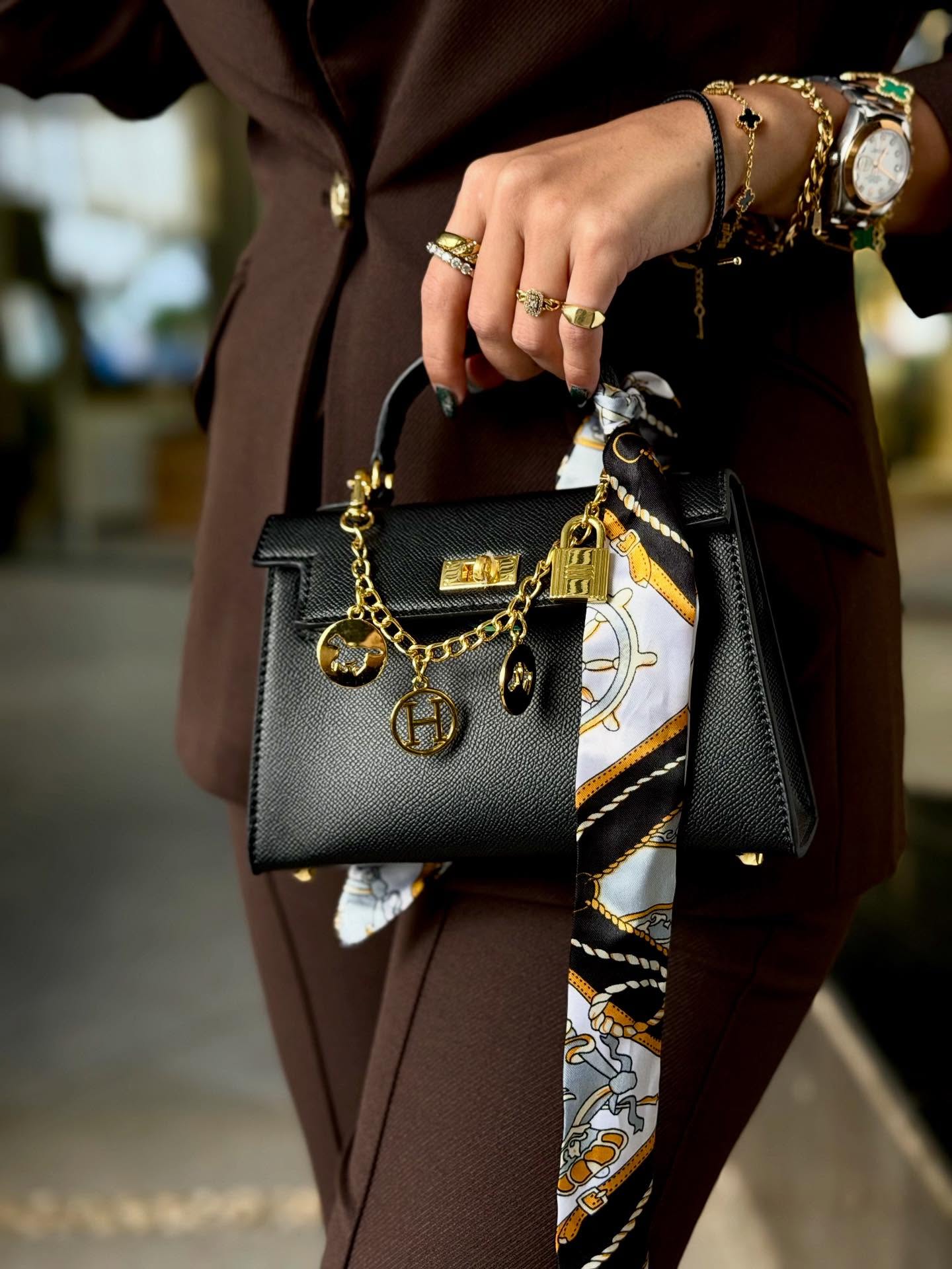 Luxury Black Leather Handbag