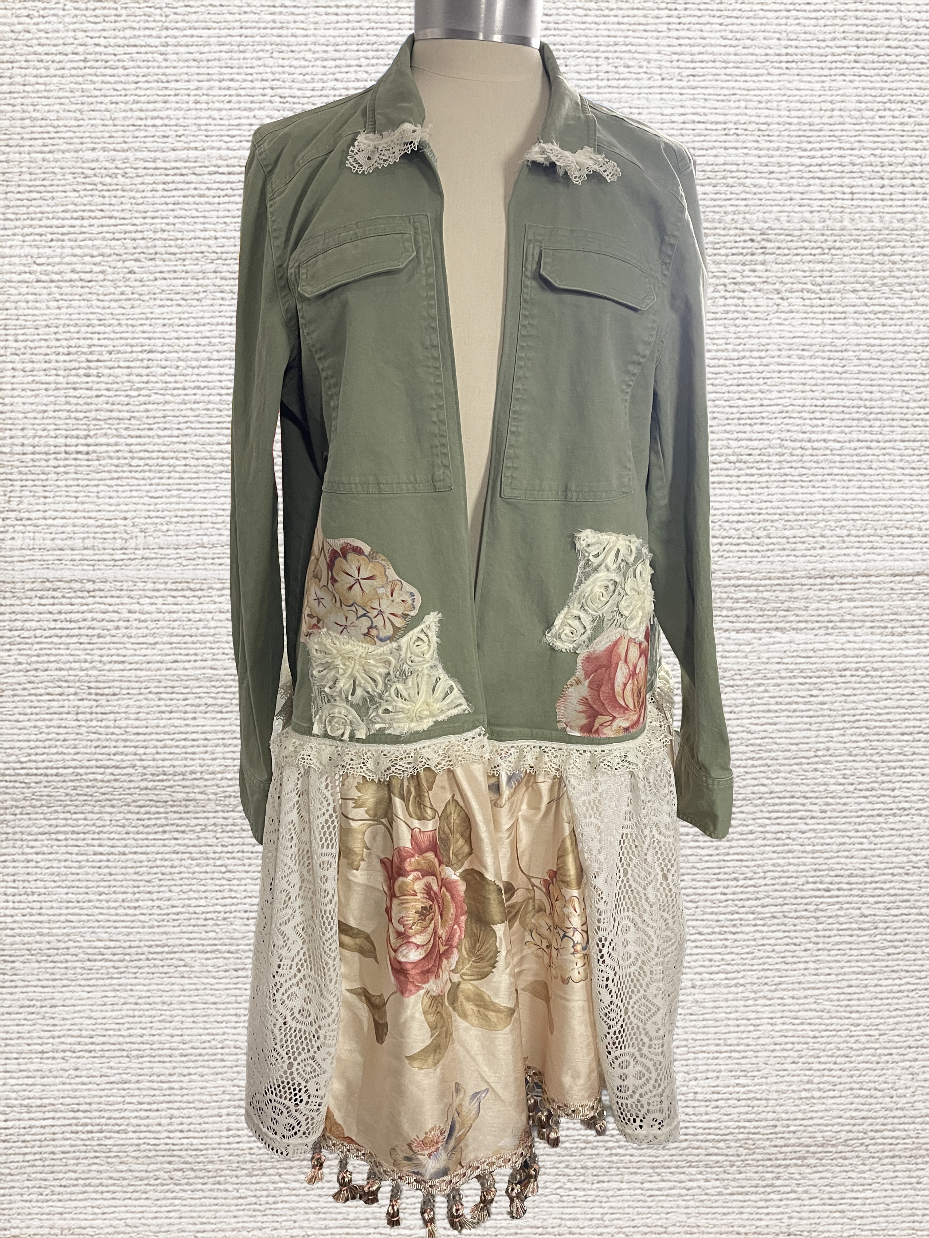 Green and Lace Boho Floral Duster