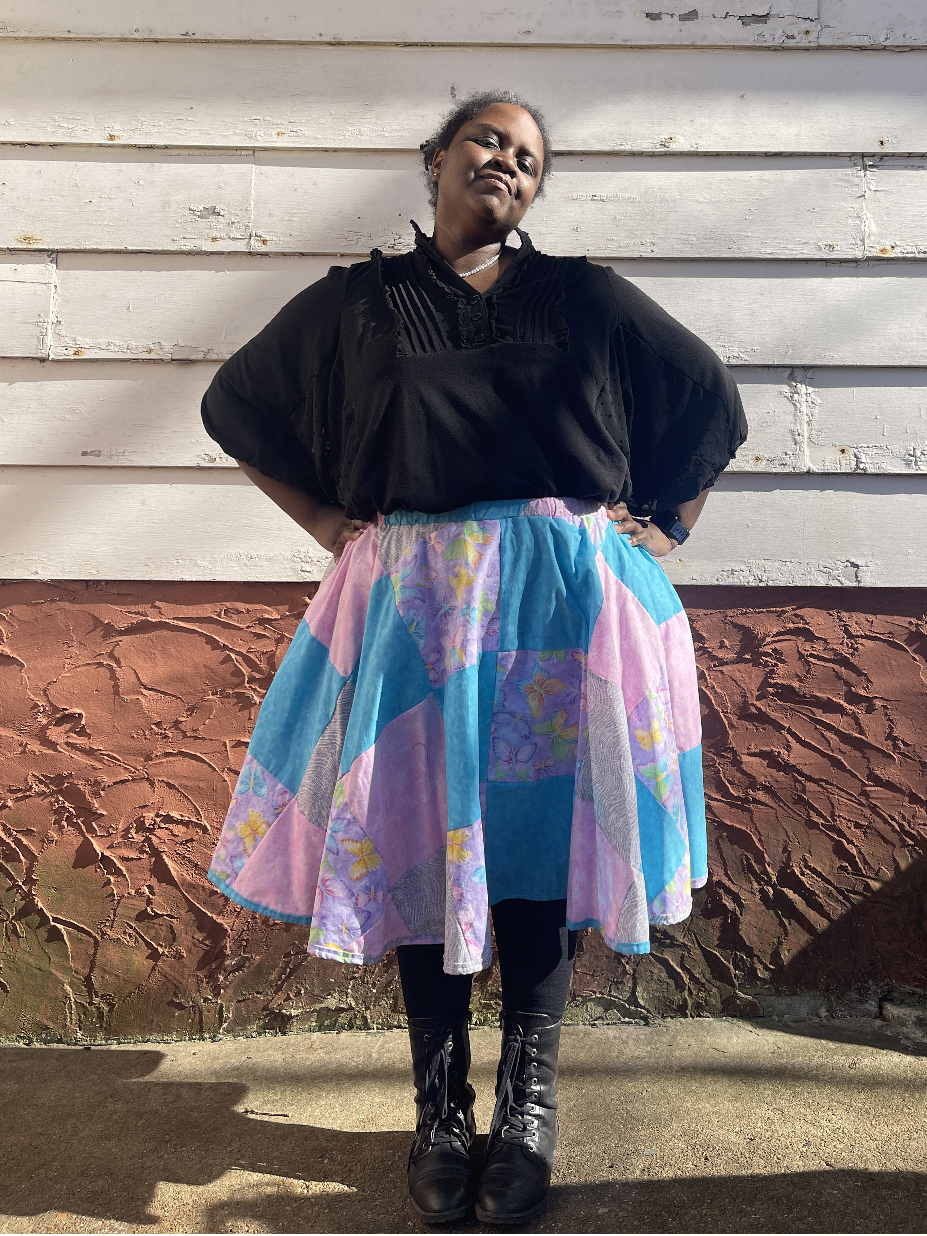 Blue, Pink and Purple Patchwork Skirt