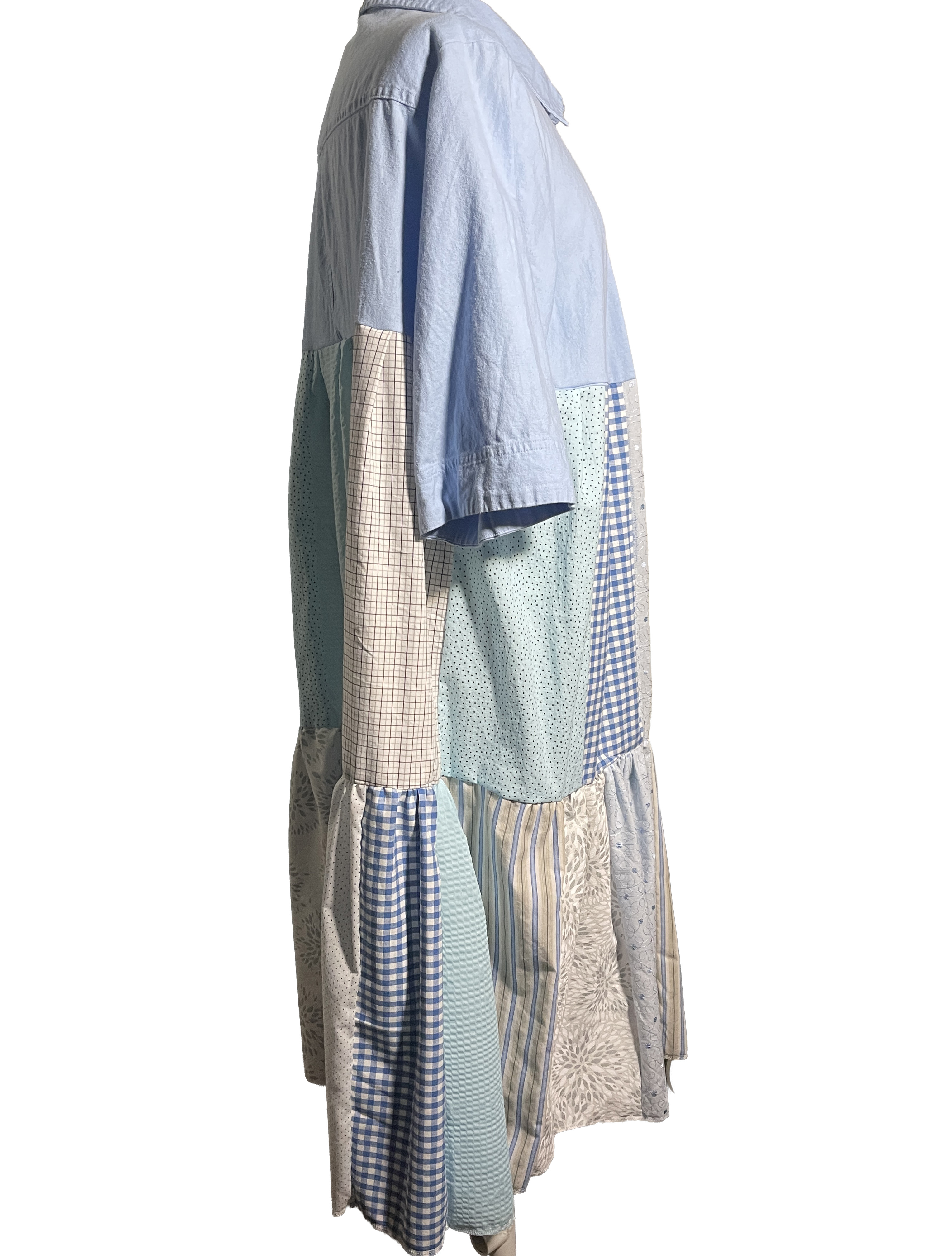 Blue Patchwork Cotton Duster