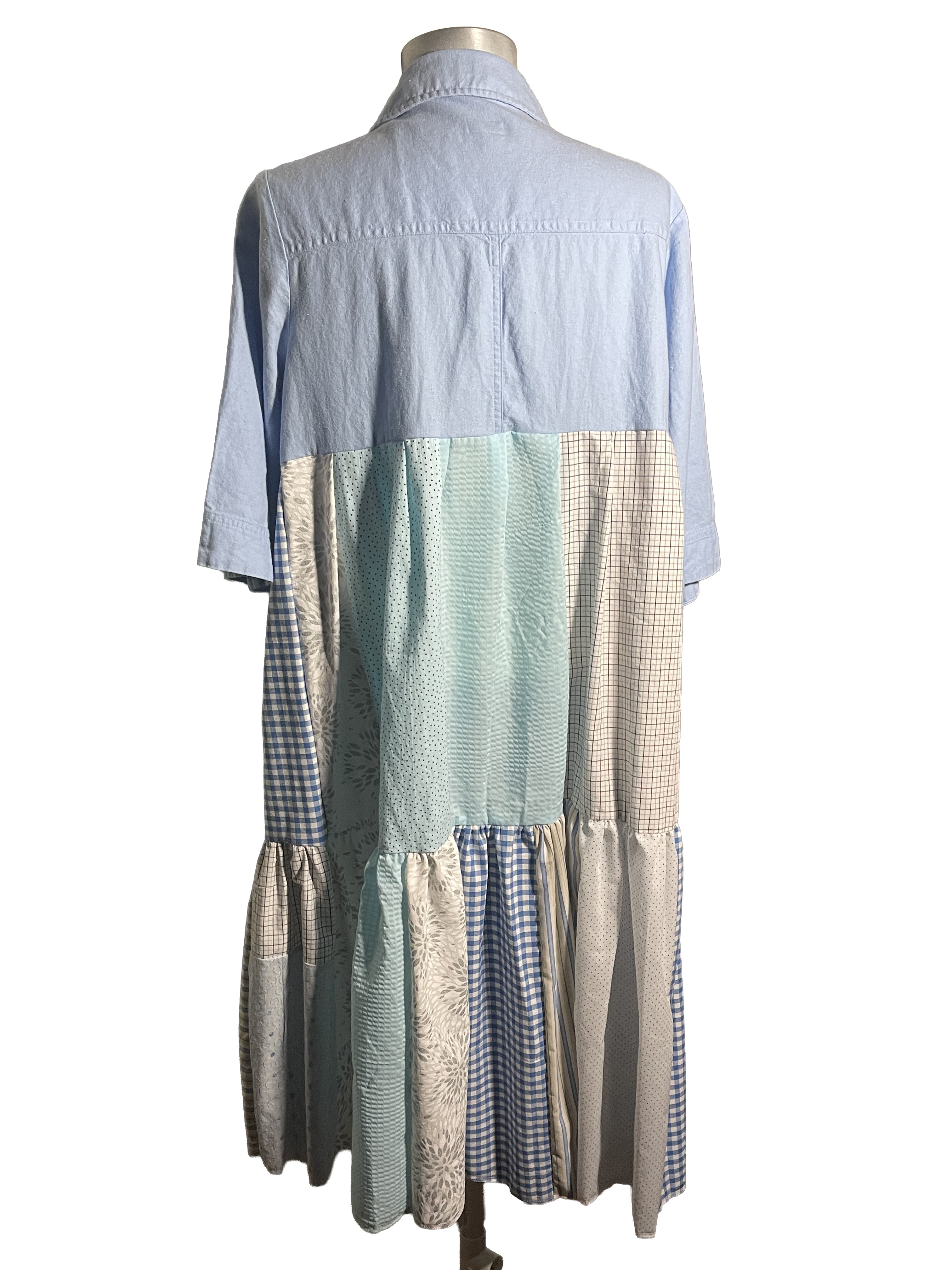 Blue Patchwork Cotton Duster