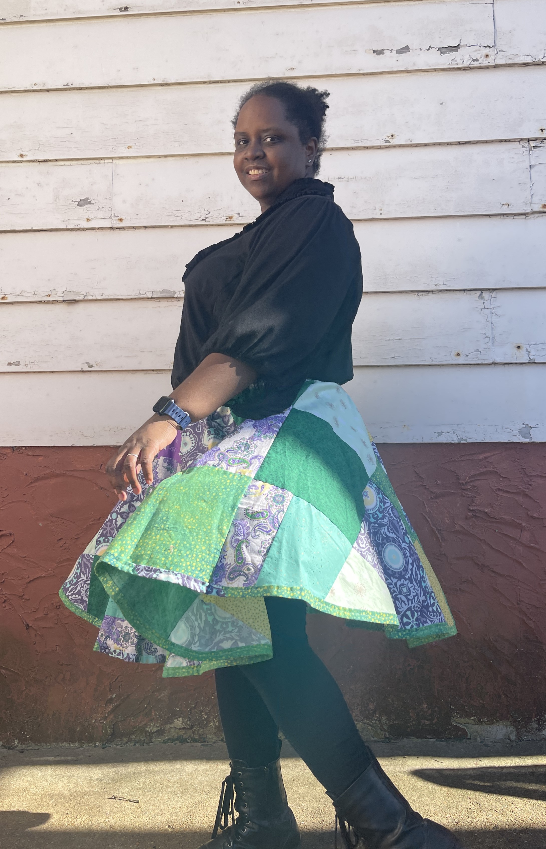 Green, Purple and Gold Patchwork Skirt