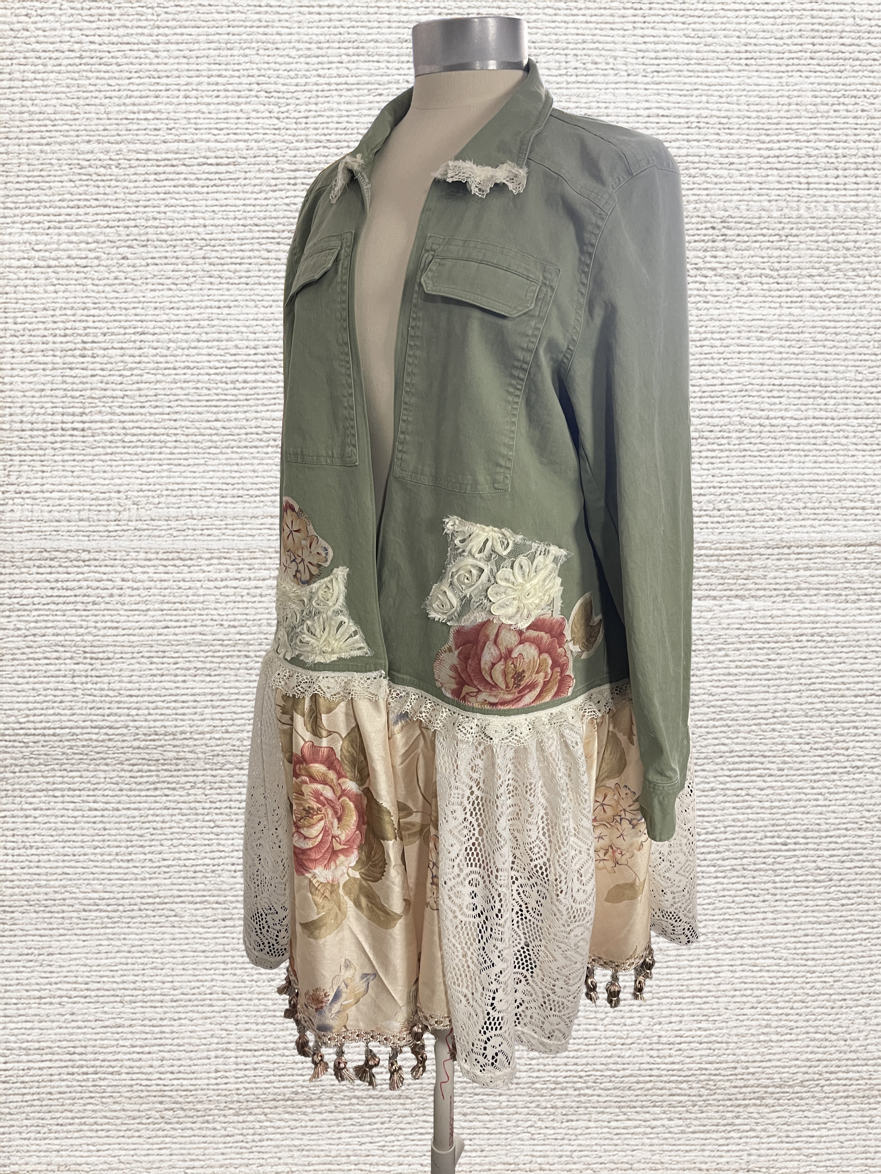 Green and Lace Boho Floral Duster