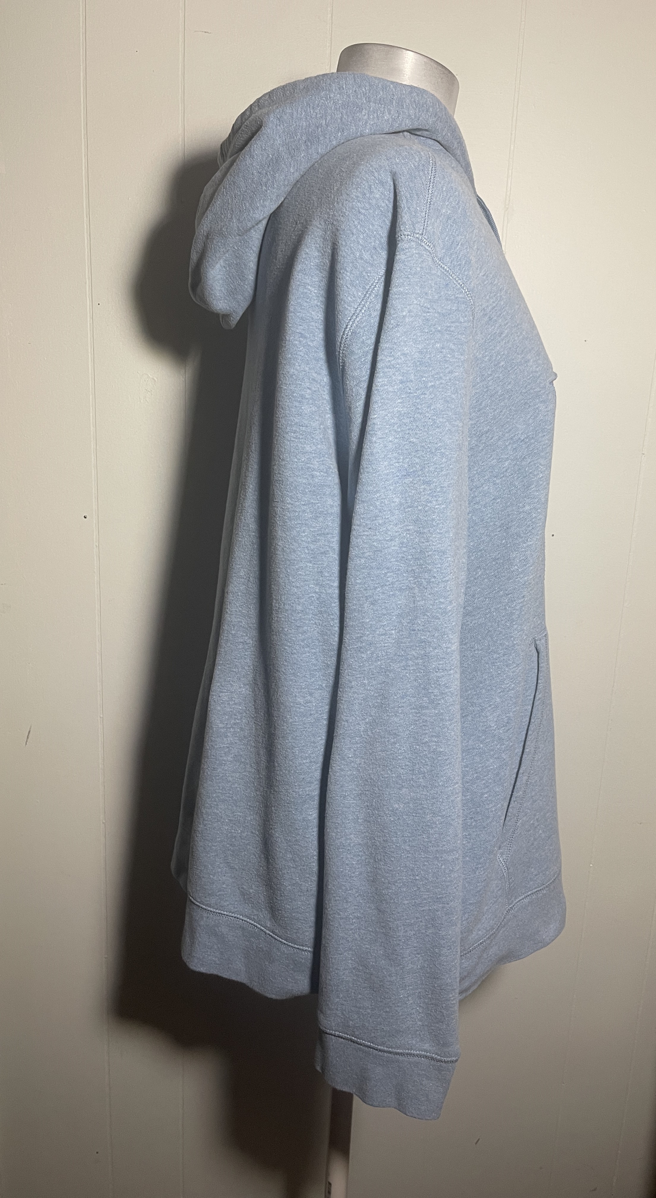 Blue and Yellow Reverse Applique Wonky Star Upcycled Hoodie