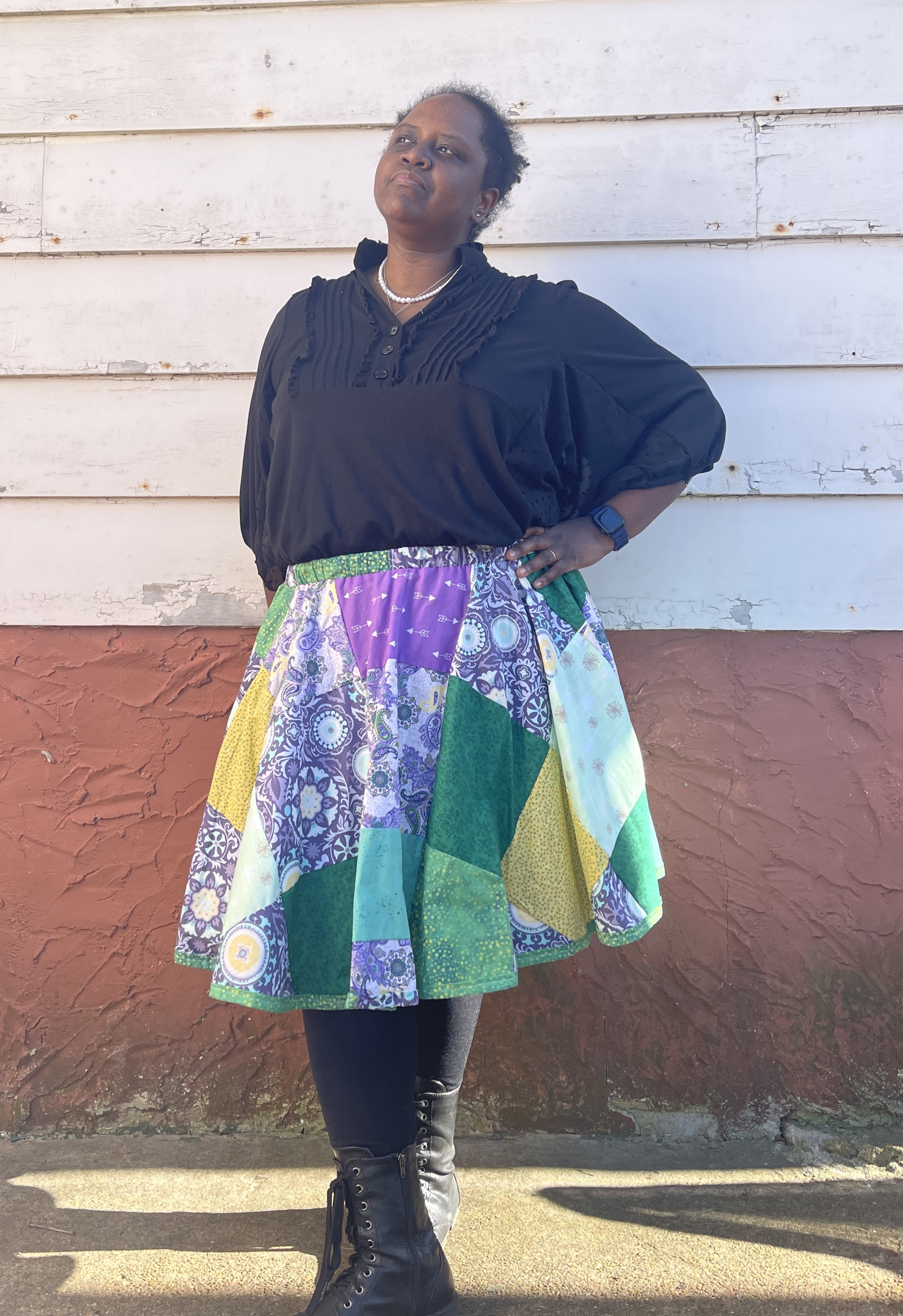 Green, Purple and Gold Patchwork Skirt