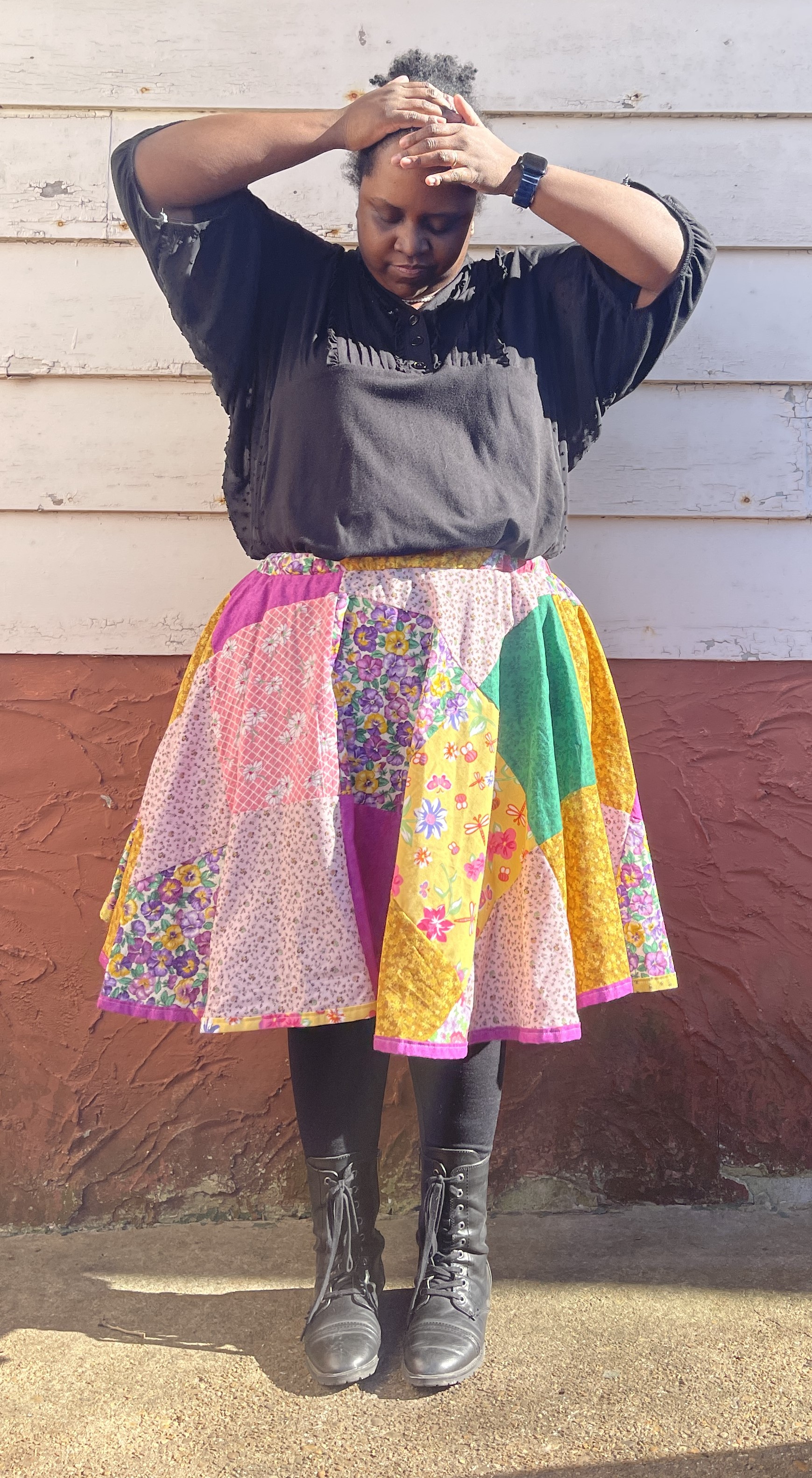 Yellow, Pink and Purple Patchwork Skirt