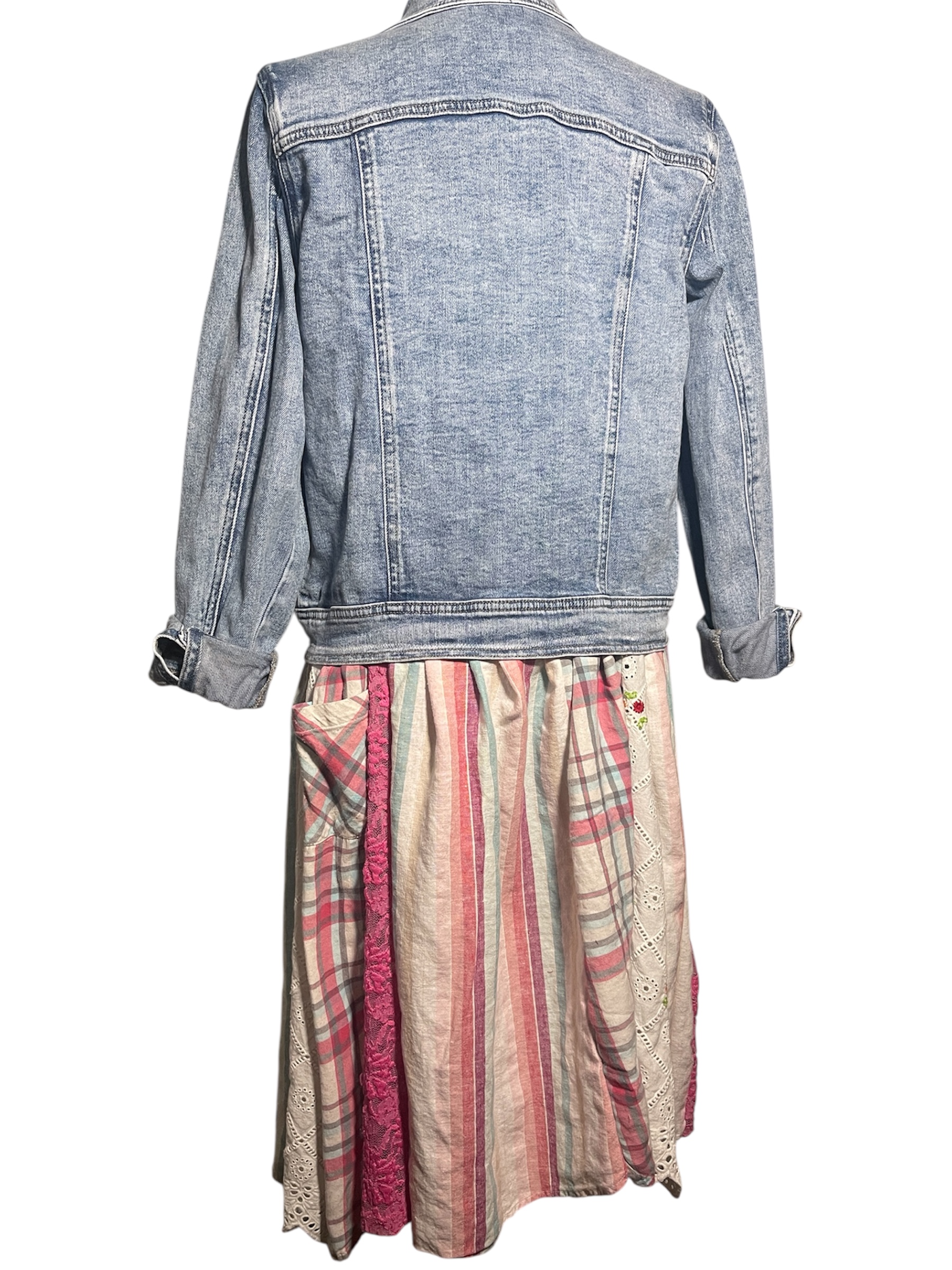 Pink and Lace Denim Jacket Duster