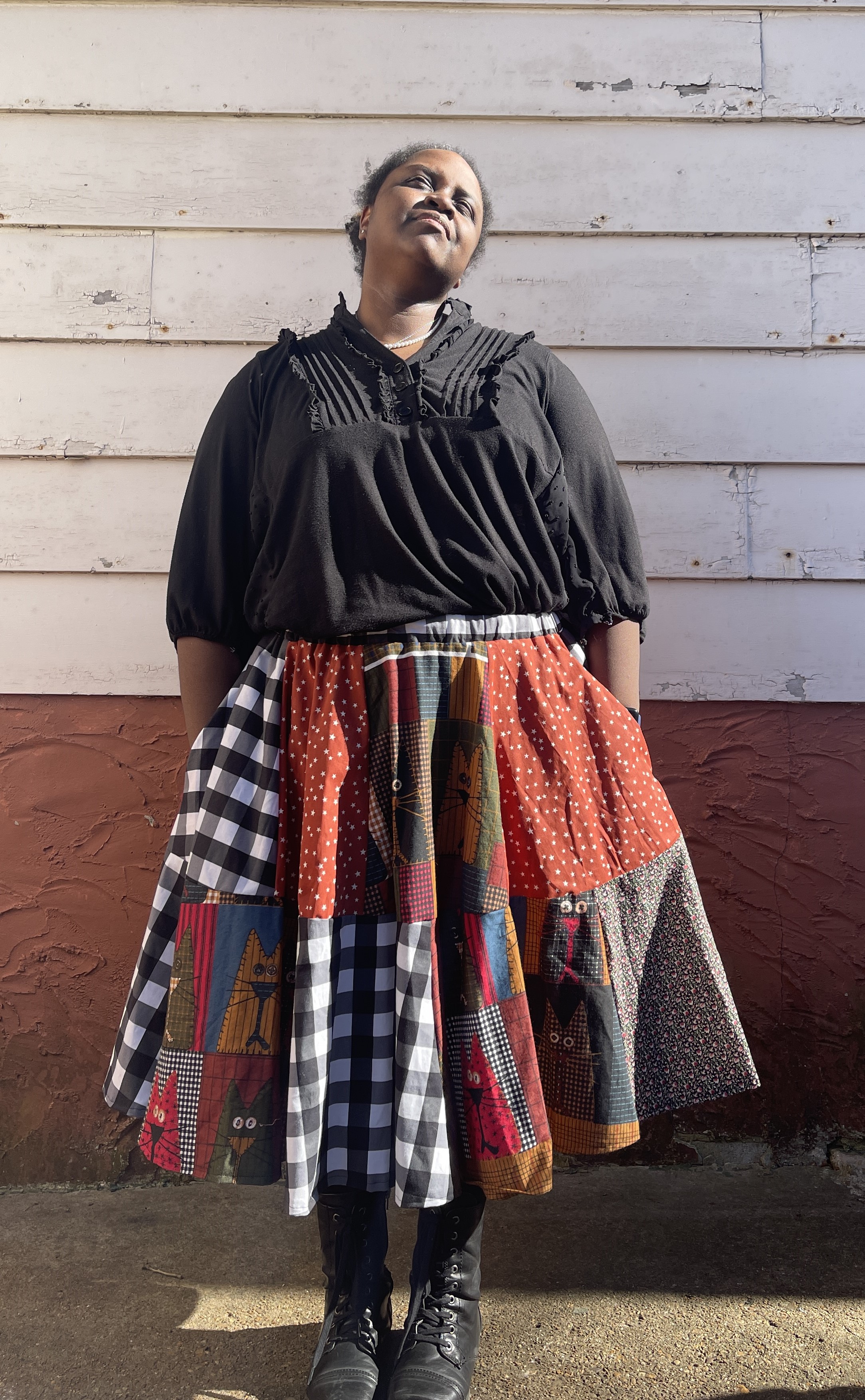 Vintage Cat Patchwork Skirt