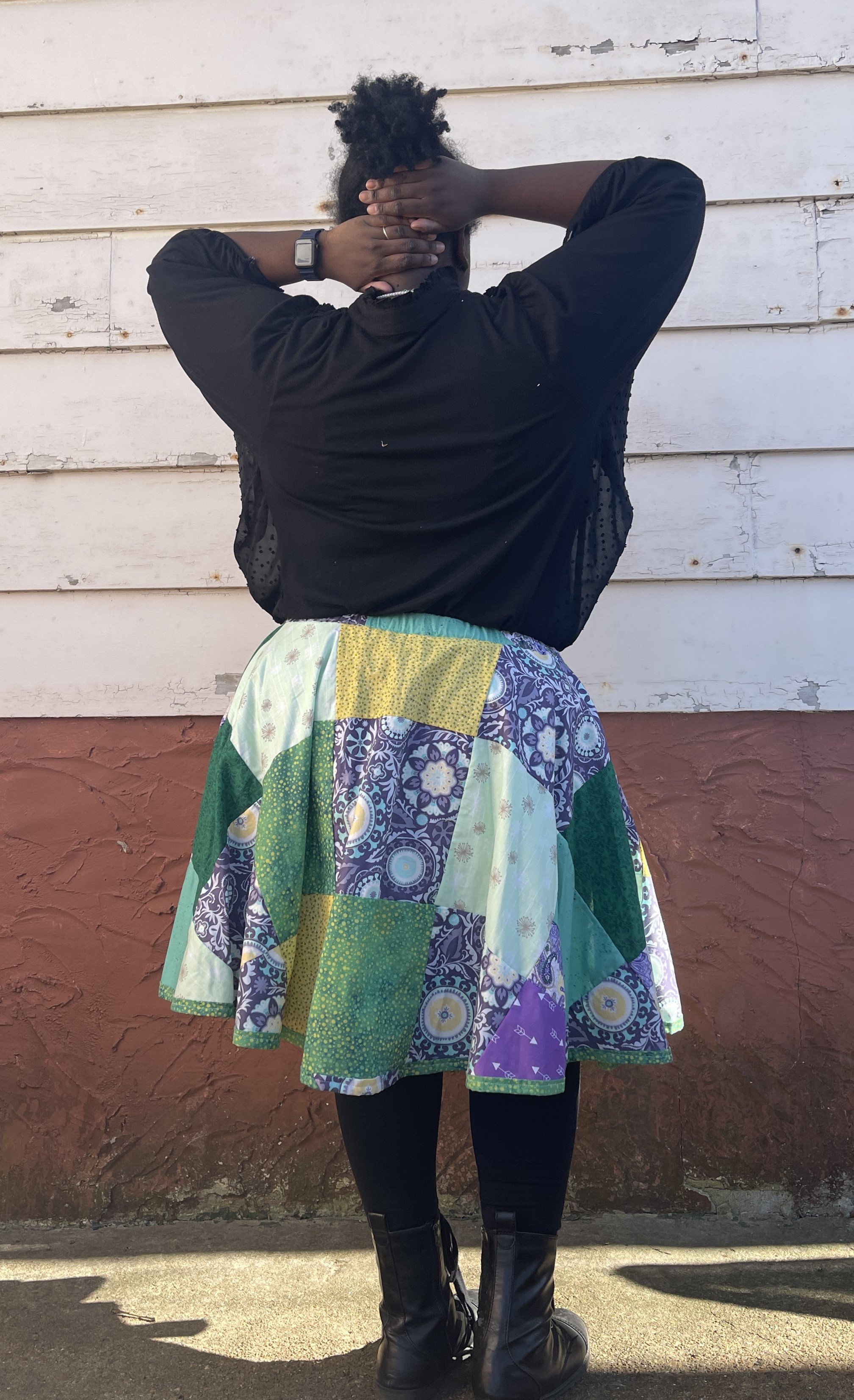 Green, Purple and Gold Patchwork Skirt