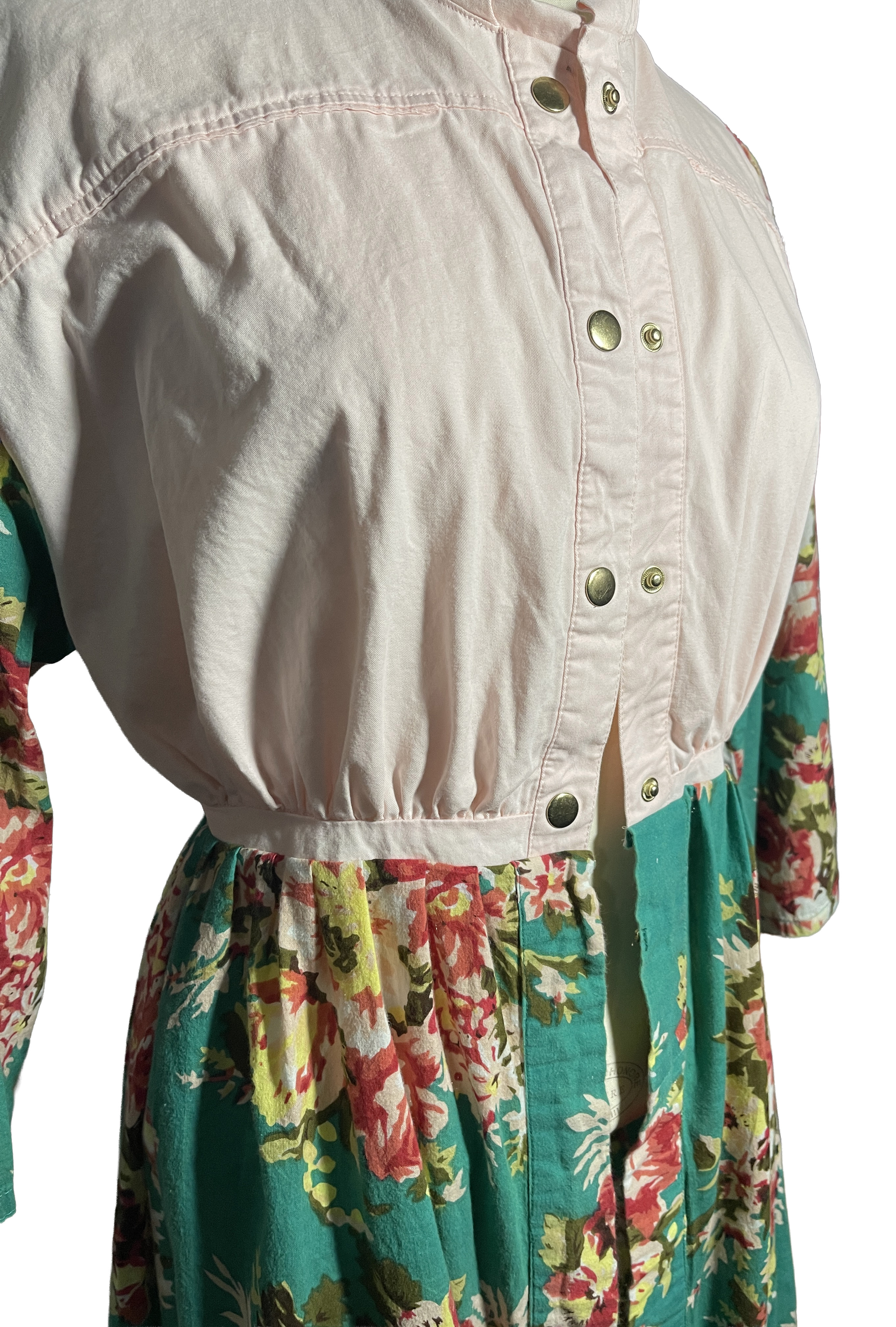 Pink and Green Floral Cotton Duster