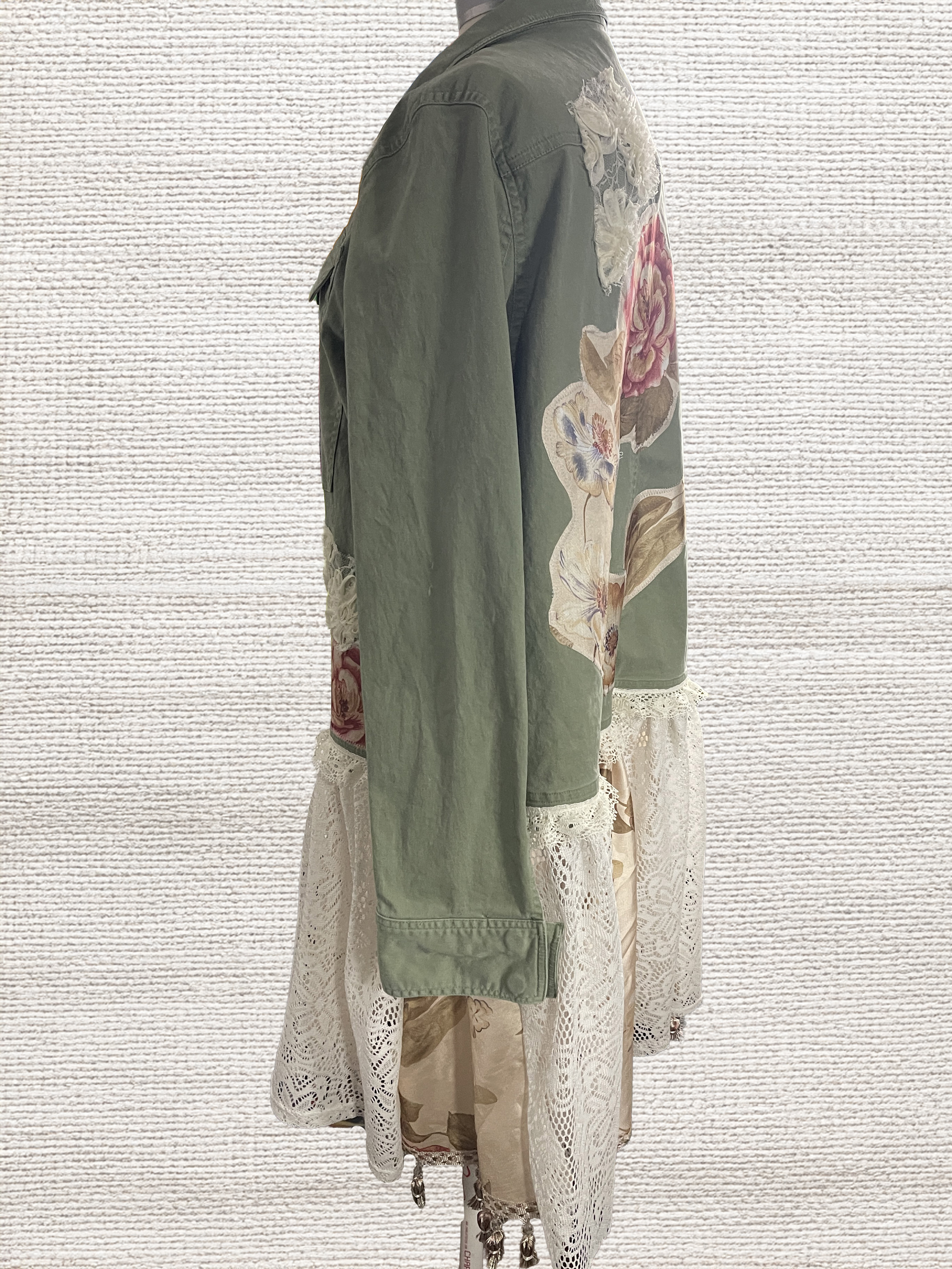 Green and Lace Boho Floral Duster