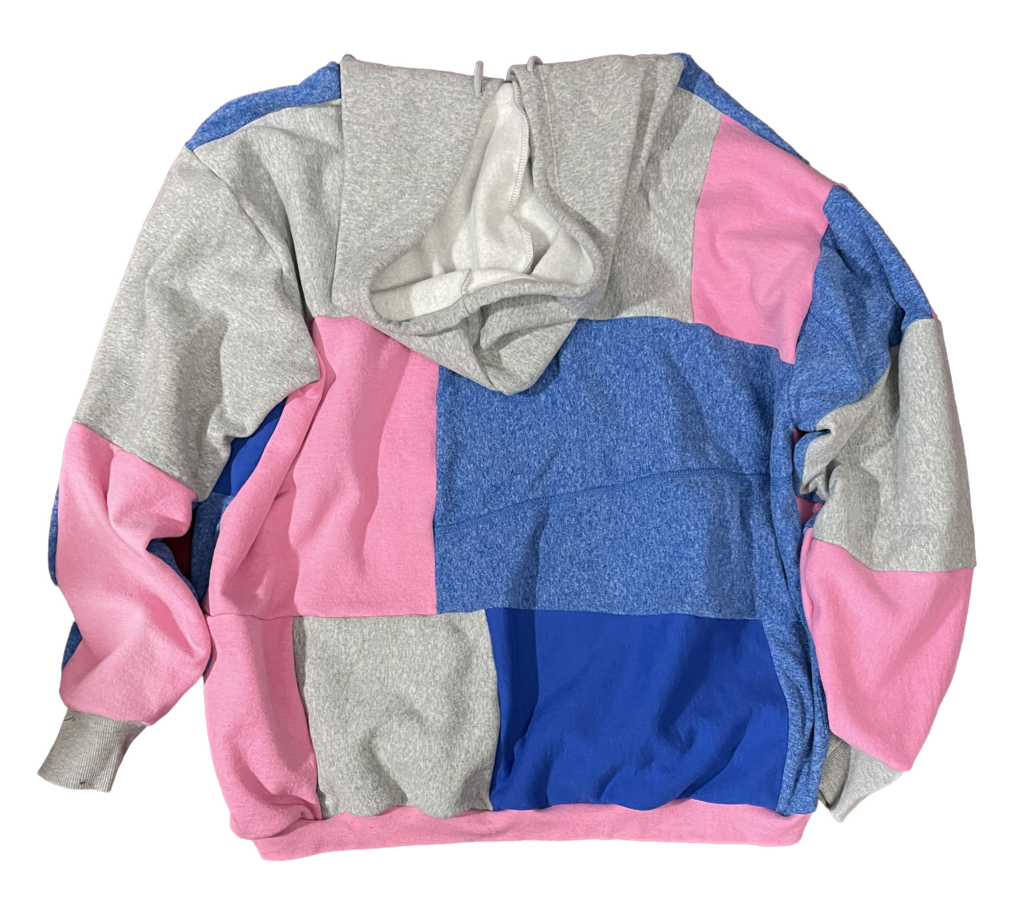 Pink, Blue and Gray Colorblock Upcycled Hoodie